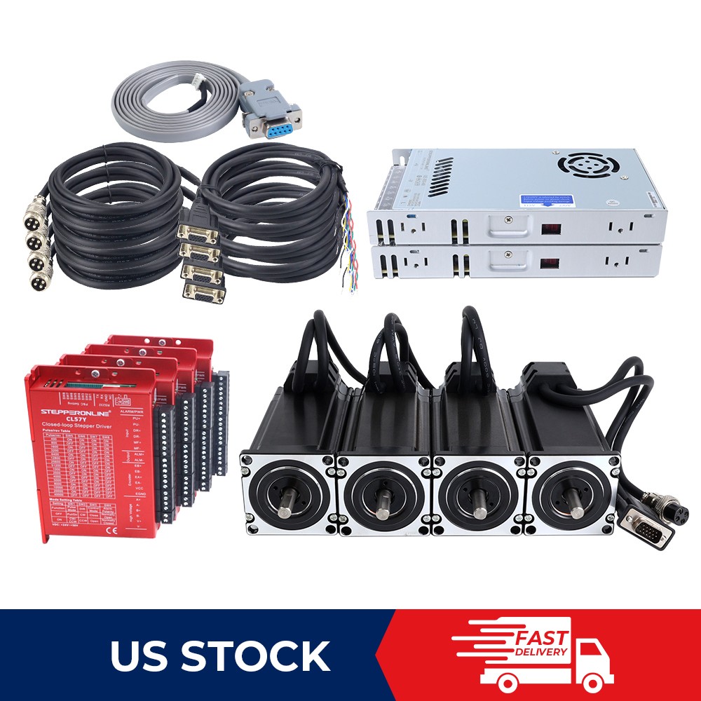 STEPPERONLINE 4-Axis Nema23 3Nm Closed Loop Stepper Motor 8mm Shaft & Driver Kit STEPPERONLINE 4-Axis Nema23 3Nm Closed Loop Stepper Motor 8mm Shaft & Driver Kit