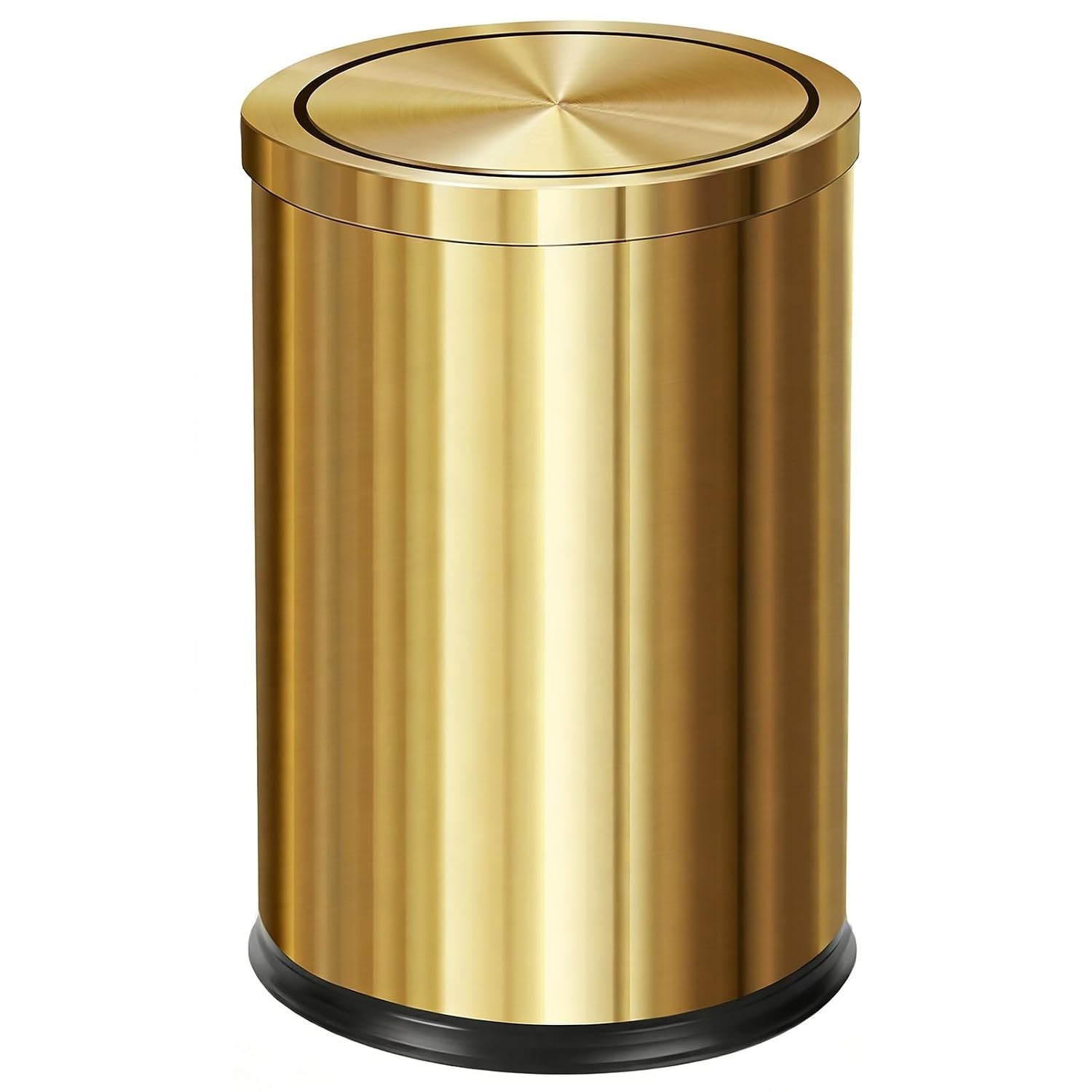 Stainless Steel Gold Trash Can With Flipping Lid 2.4gallon Fingerprintproof Garb