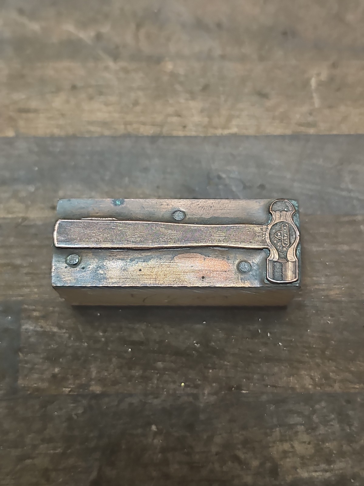 PB3- Antique STANLEY SWEETHEART Ball pein hammer Wood Printing Block Advertising