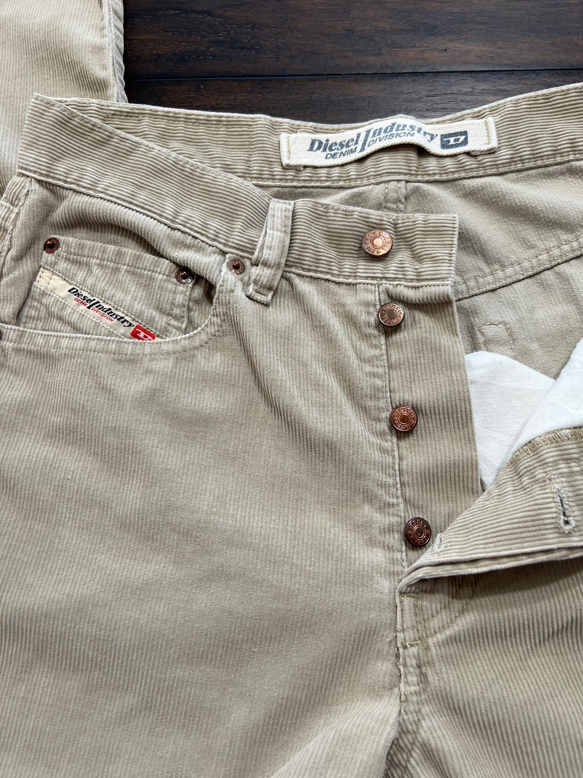 Vtg Diesel Cheyenne Corduroy Pants Mens 32x31 Beige Straight Leg Button Fly