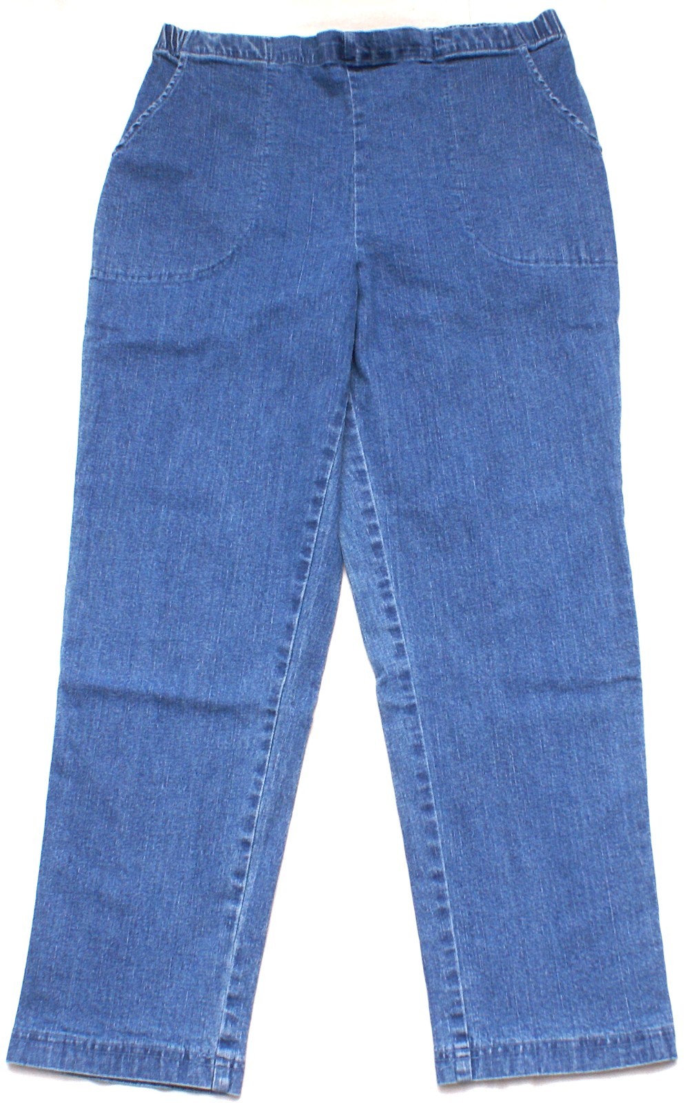Croft Barrow Jeans Womens 14P S Blue Denim Elastic Waist Stretch Pull On Pants