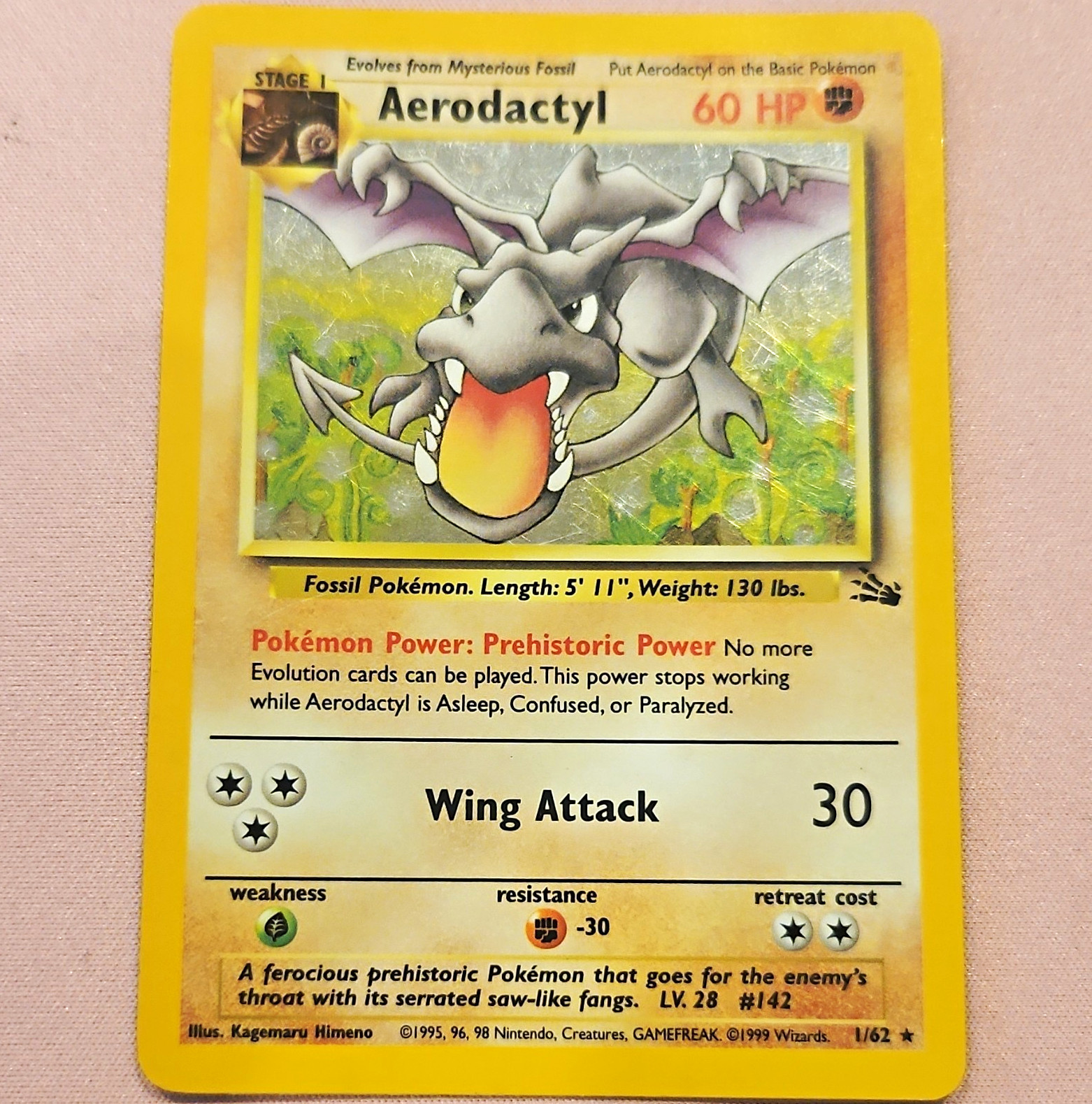 Pokemon TCG Aerodactyl 1/62 Fossil Holo Rare