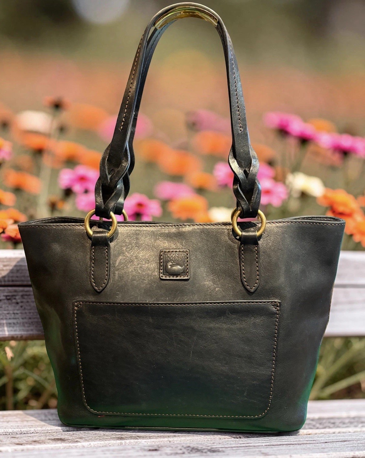 Dooney Bourke Black Small Gretchen Tote Florentine Leather Shoulder Bag Purse