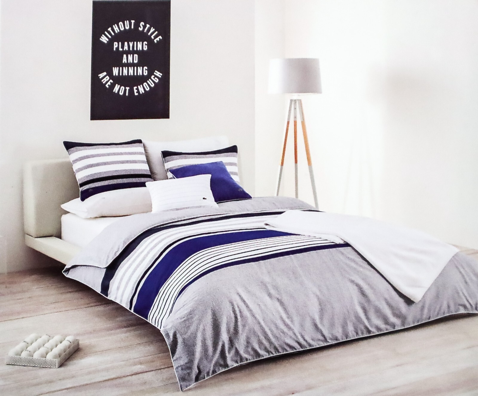 Lacoste Full/Queen 100% Cotton Brushed Twill Duvet Set Auckland Blue