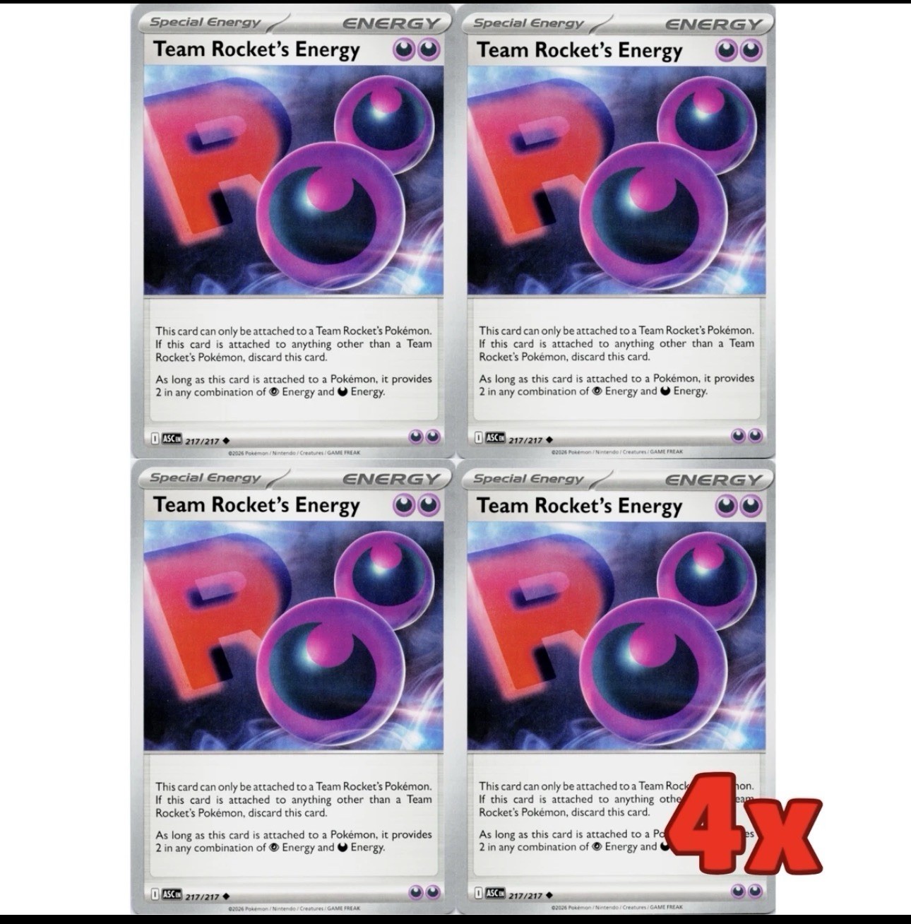 4x Team Rocket\'s Energy Pokemon Playset x4 4x Team Rocket\'s Energy Pokemon Playset x4