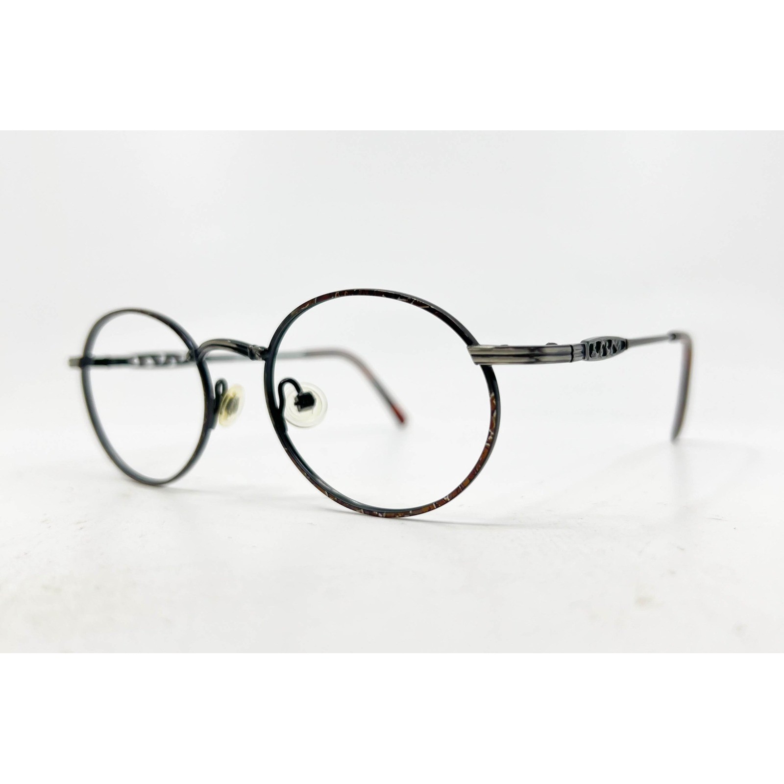Bella Italia 112 Antique Pewter Oval Eyeglasses Frames 48-18-140 Gray Tortoise