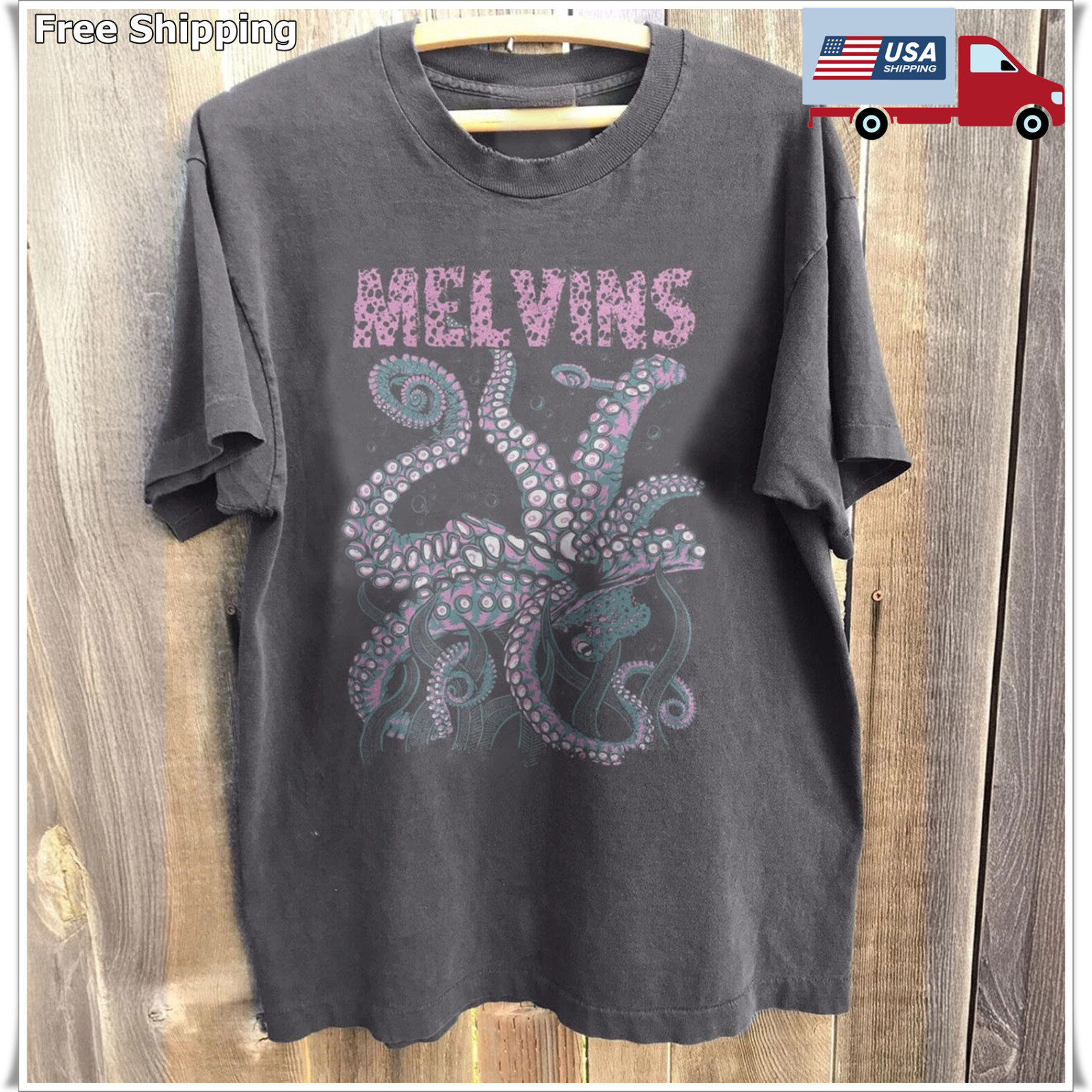 Melvins Octopus Artwork Stoner Sludge Metal Rock Band Music Graphic T-Shirt
