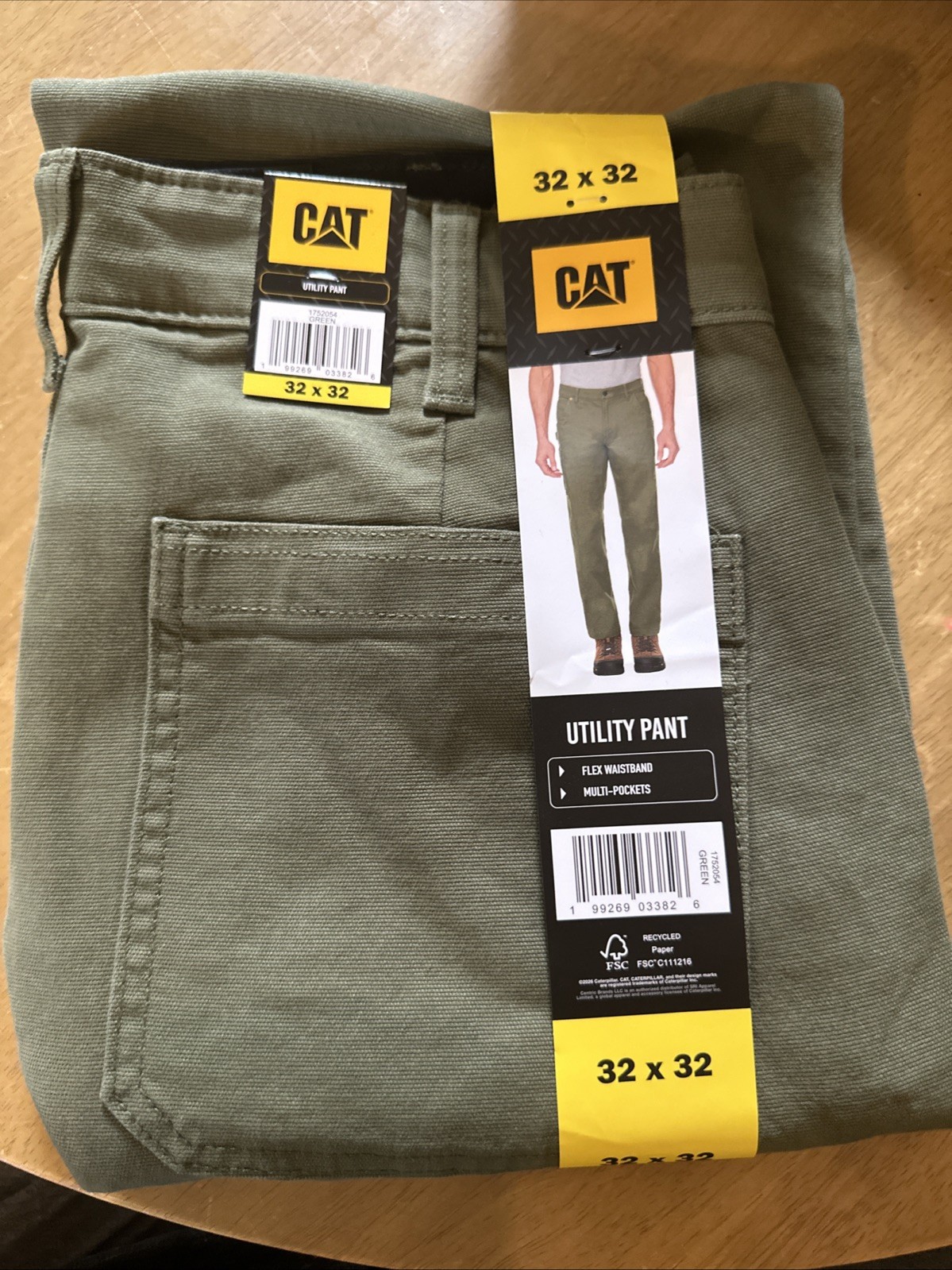 CAT Men\'s Utility Pants Flex Waistband Multi-Pockets Size 32x32 Green NWT CAT Men\'s Utility Pants Flex Waistband Multi-Pockets Size 32x32 Green NWT