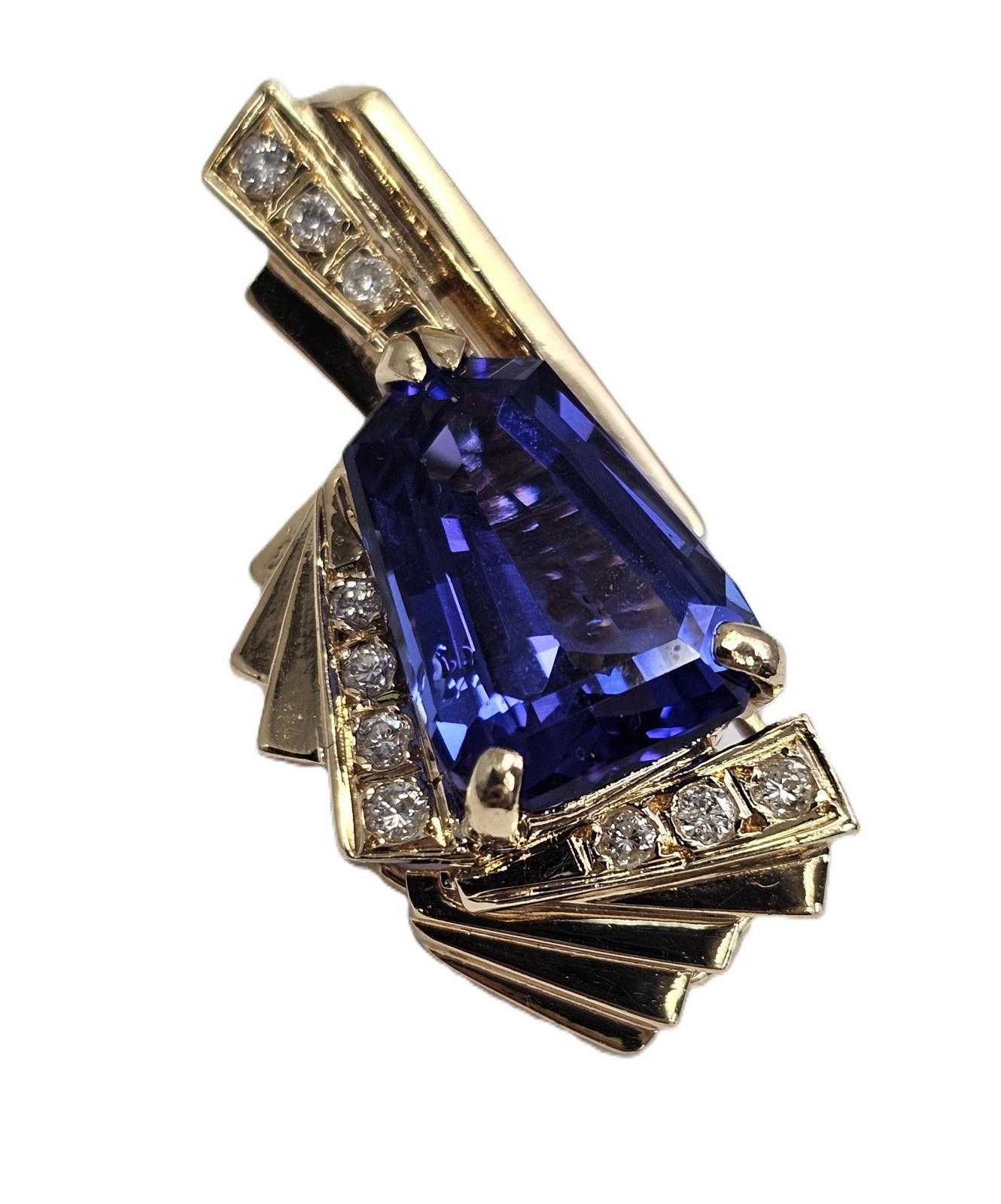 Huge Stunning Well Cut Diamond Gem Quality Tanzanite 14k Gold Enhancer Pendant Huge Stunning Well Cut Diamond Gem Quality Tanzanite 14k Gold Enhancer Pendant