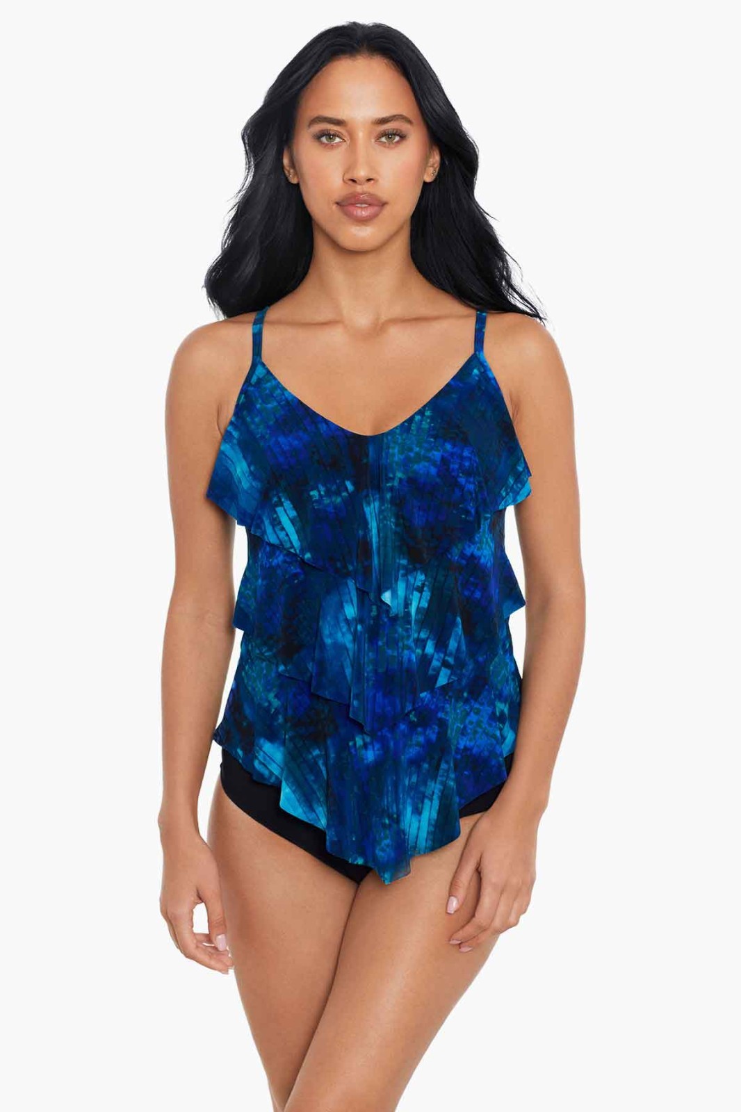 Magicsuit Womens Blue Multi Hazy Daze V-Neck Rita Ruffle Tankini Top Size 16 Magicsuit Womens Blue Multi Hazy Daze V-Neck Rita Ruffle Tankini Top Size 16