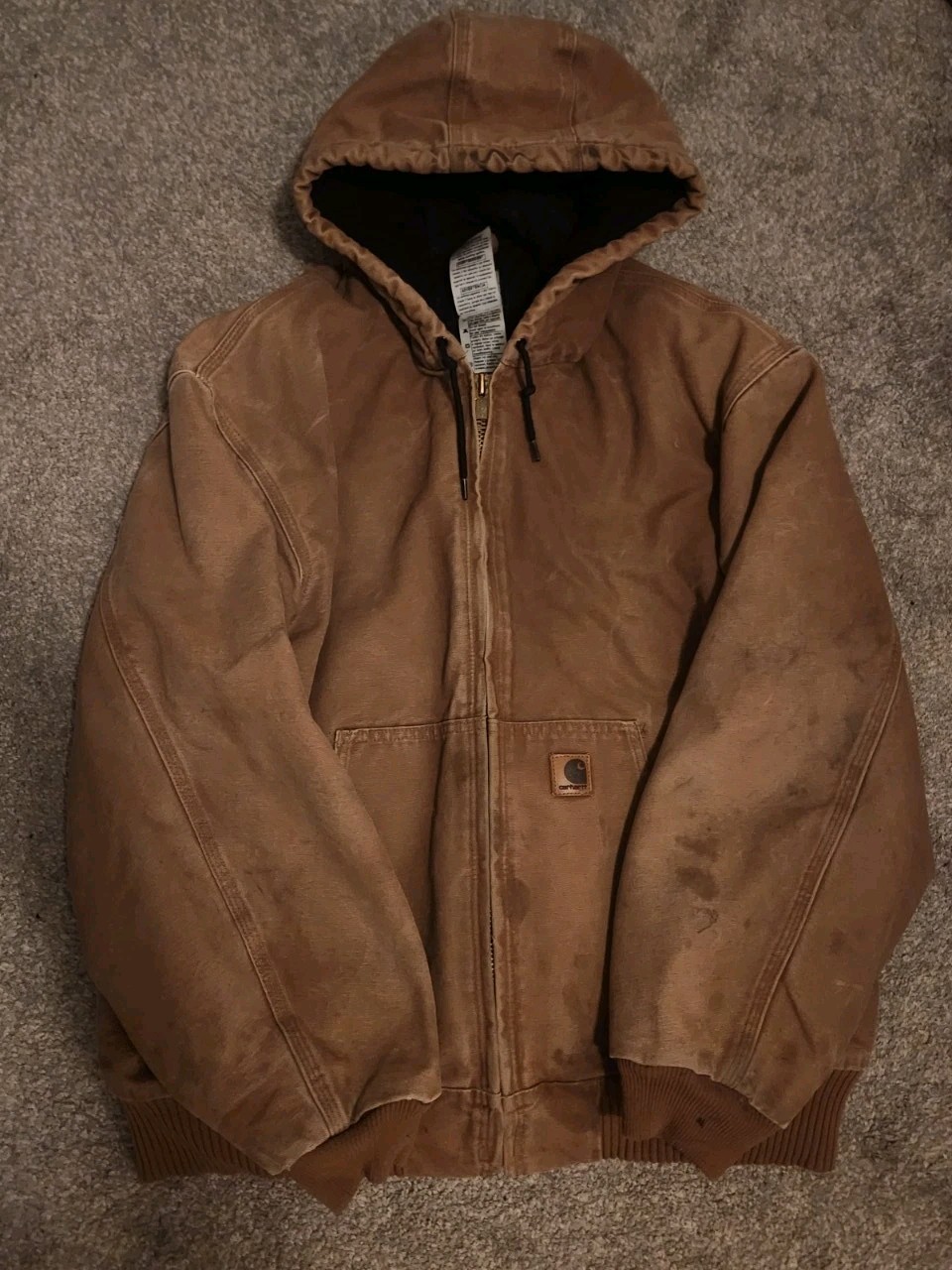 Vintage Distressed Carhartt J130 brown hooded work wear jacket Size XXL 04
