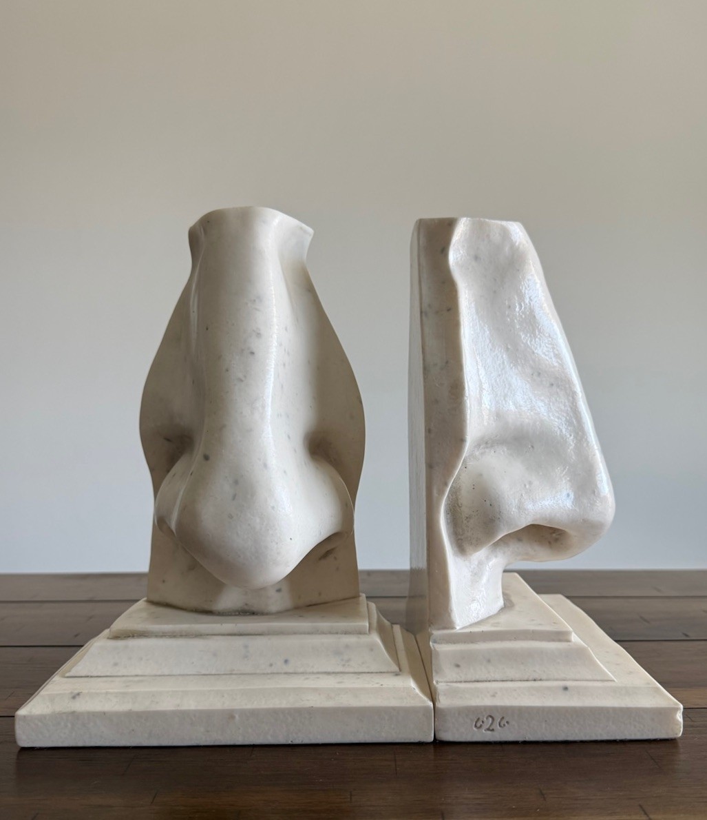 C2C Designs Vintage Nose Bookends Pair “Michelangelo David” Resin, Faux Marble