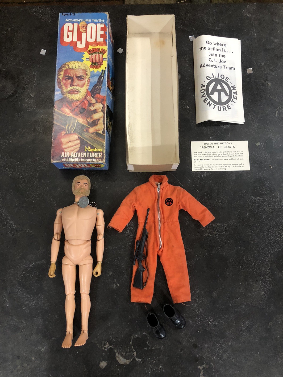 Hasbro 1974 GI Joe Air Adventurer Box 7282 Orange Jumpsuit All Original Blonde Hasbro 1974 GI Joe Air Adventurer Box 7282 Orange Jumpsuit All Original Blonde