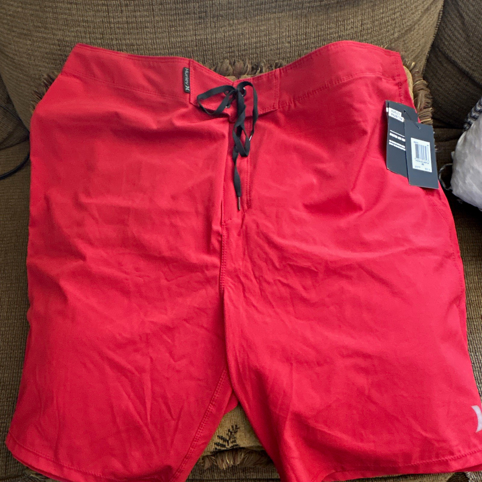 Hurley Phantom Men’s Red Solid Board Shorts Size 40 Drawstring