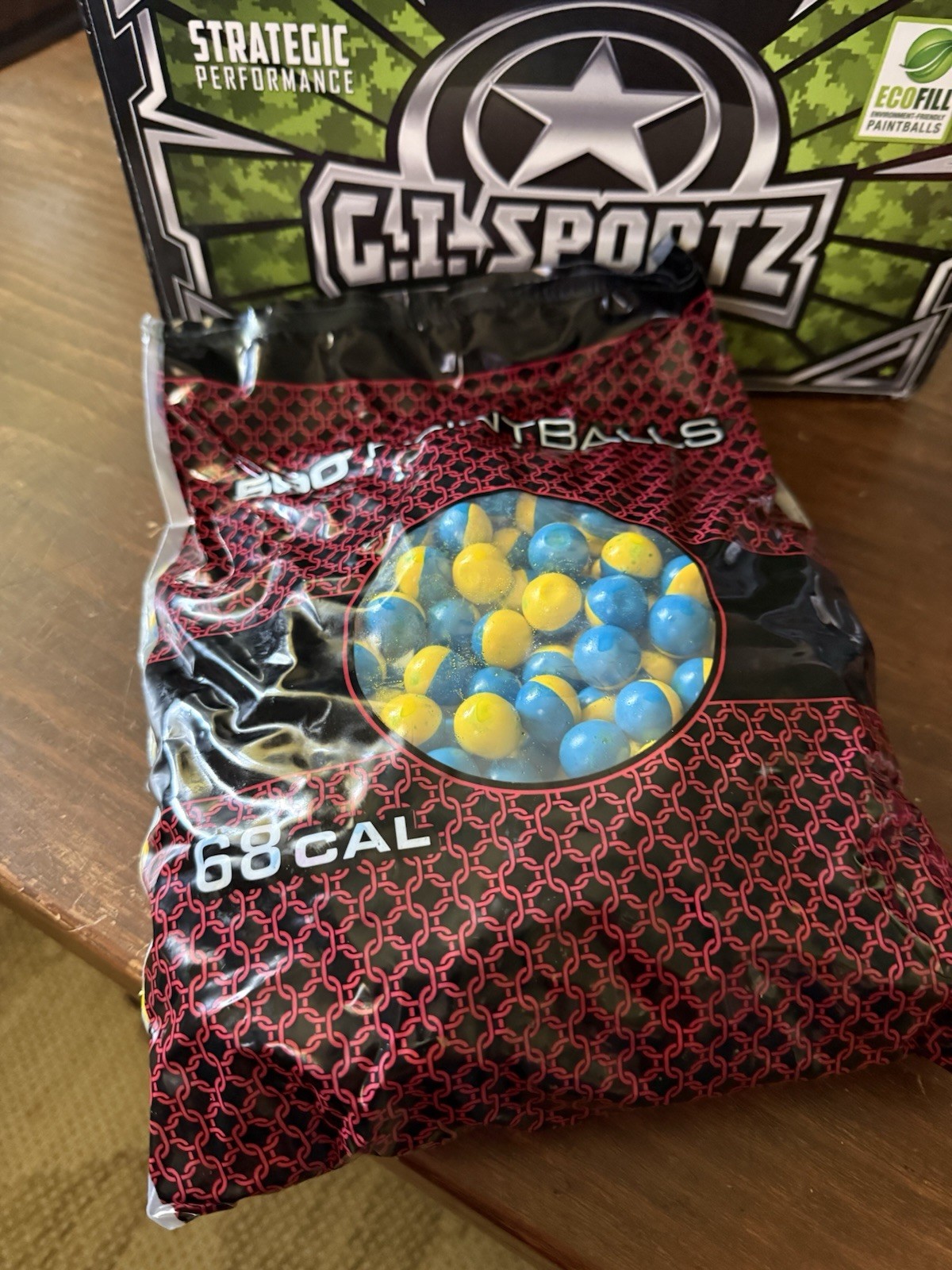G.I. Sportz Paintballs .68 Caliber 500 ct Bag, Blue /Yellow Balls Ecofill New G.I. Sportz Paintballs .68 Caliber 500 ct Bag, Blue /Yellow Balls Ecofill New