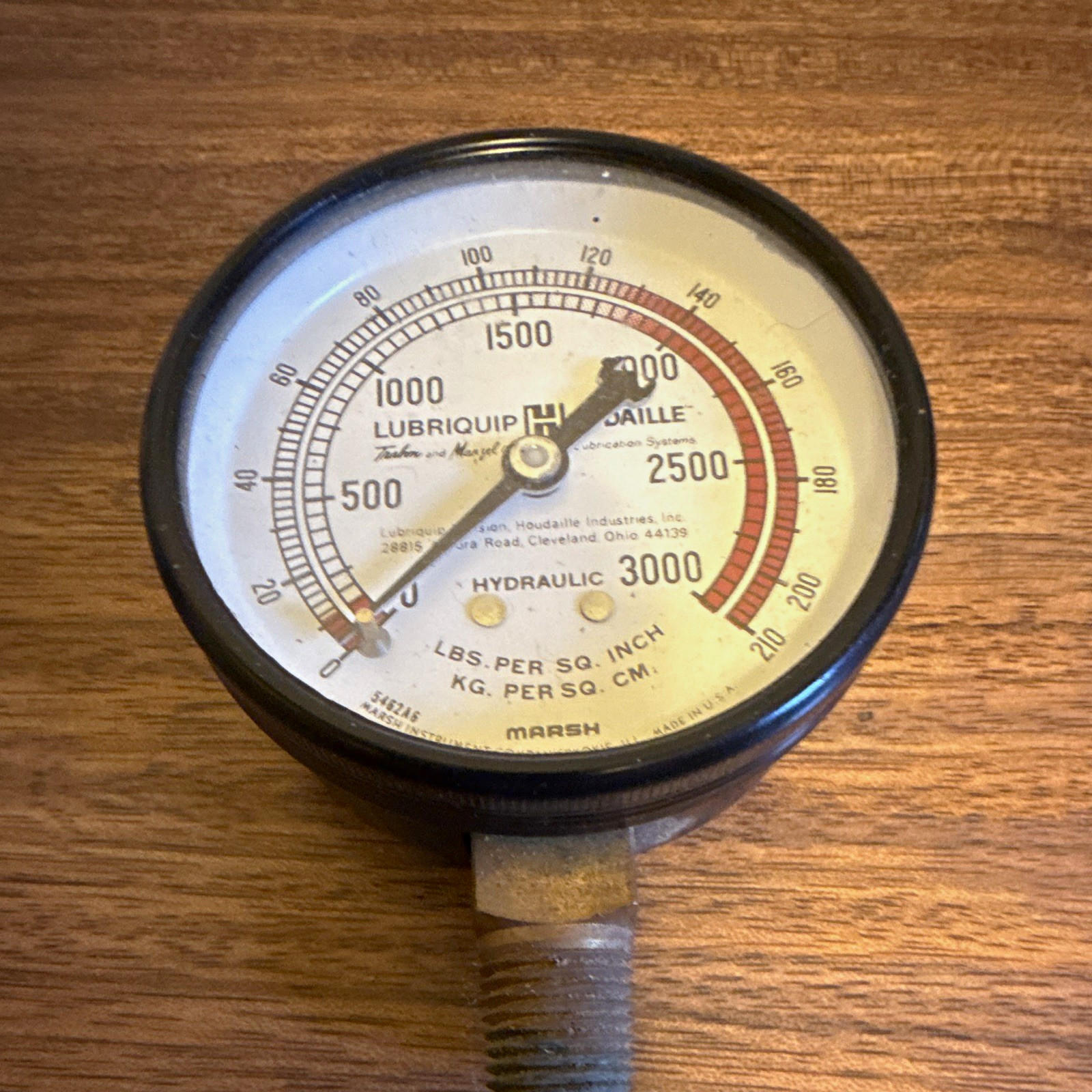 Lubriquip Houdaille 3000 PSI Hydraulic Pressure Gauge 2.5in 1/4in 346246