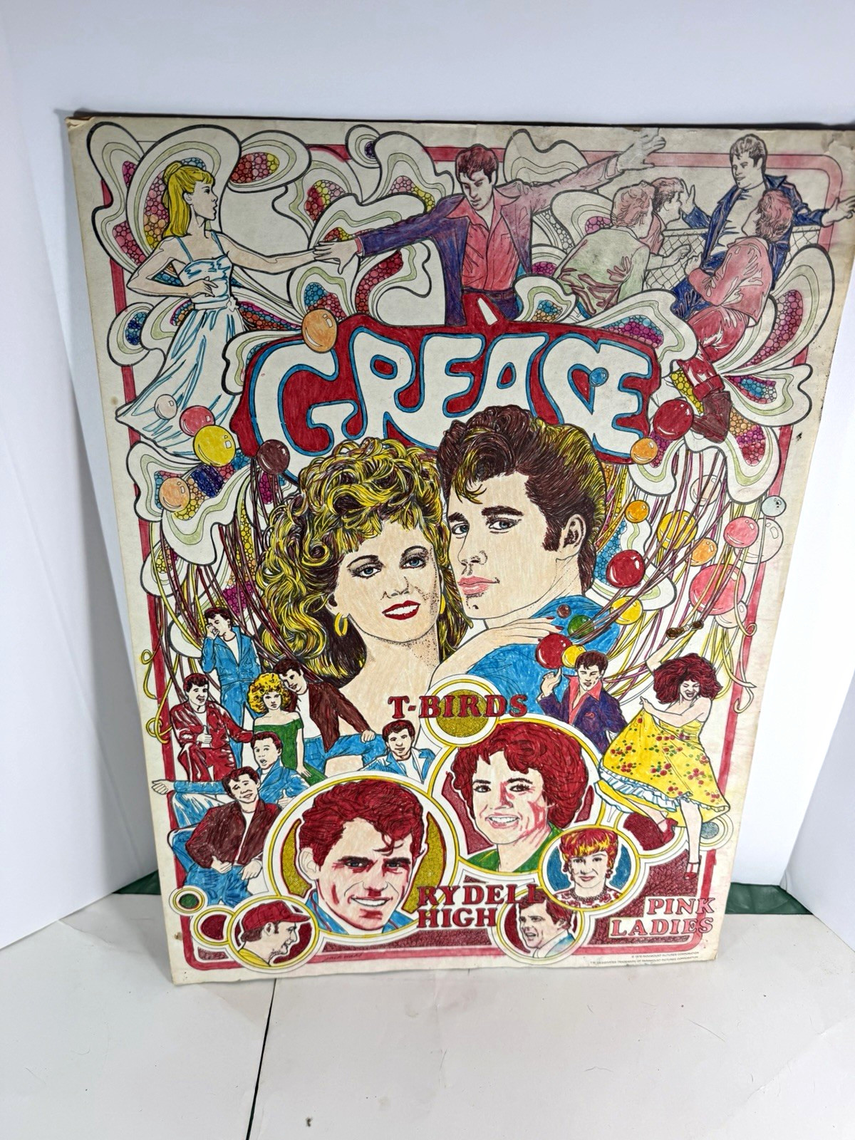 Rare 1978 Grease Movie Poster - Pink Ladies & T-Birds, Paramount Pictures