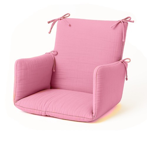 Pink Organic Cotton Baby High Chair Cushion Cushioning Made in France