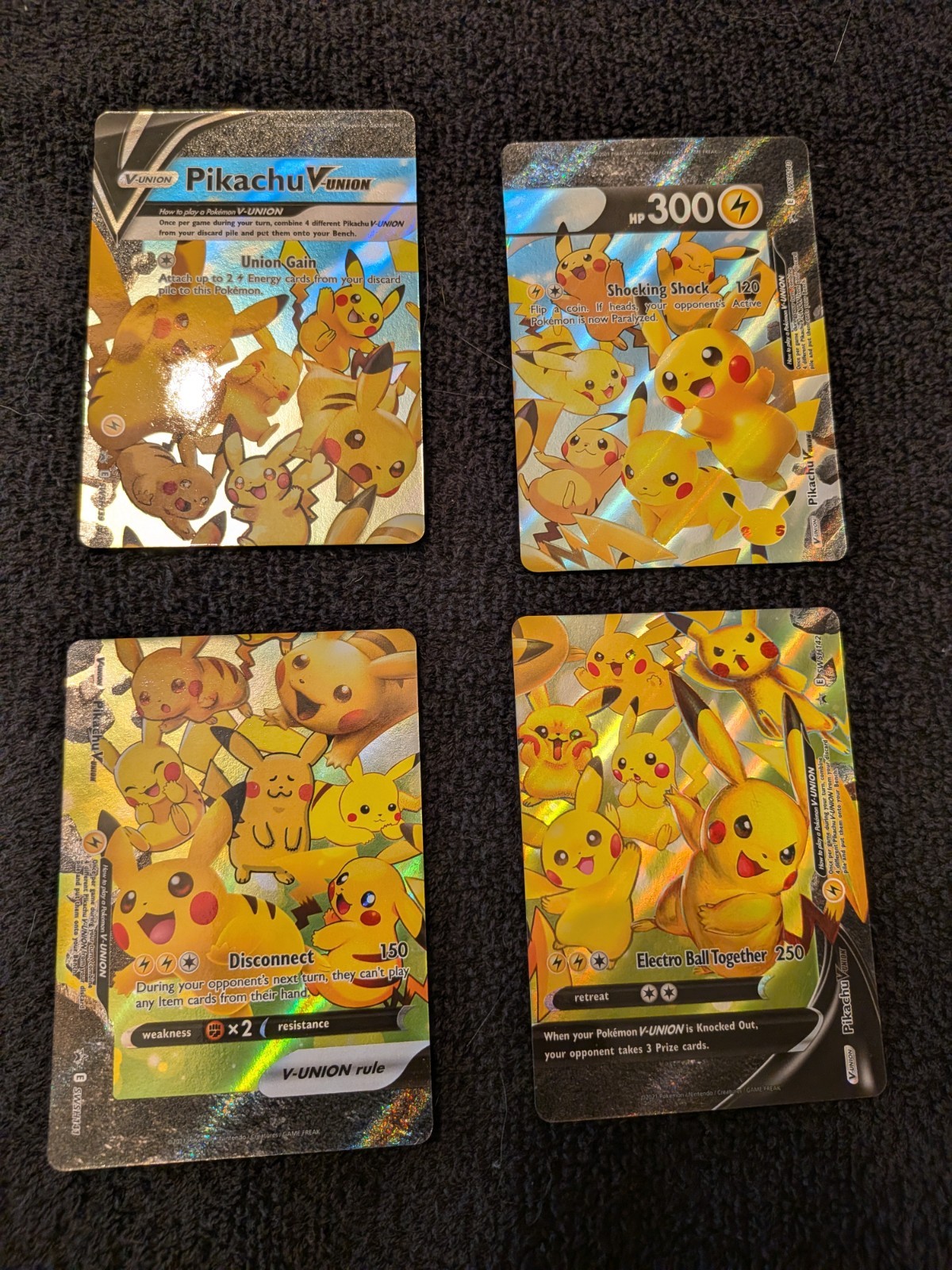 POKEMON Pikachu V-Union SwSH Black Star Promo Set of 4