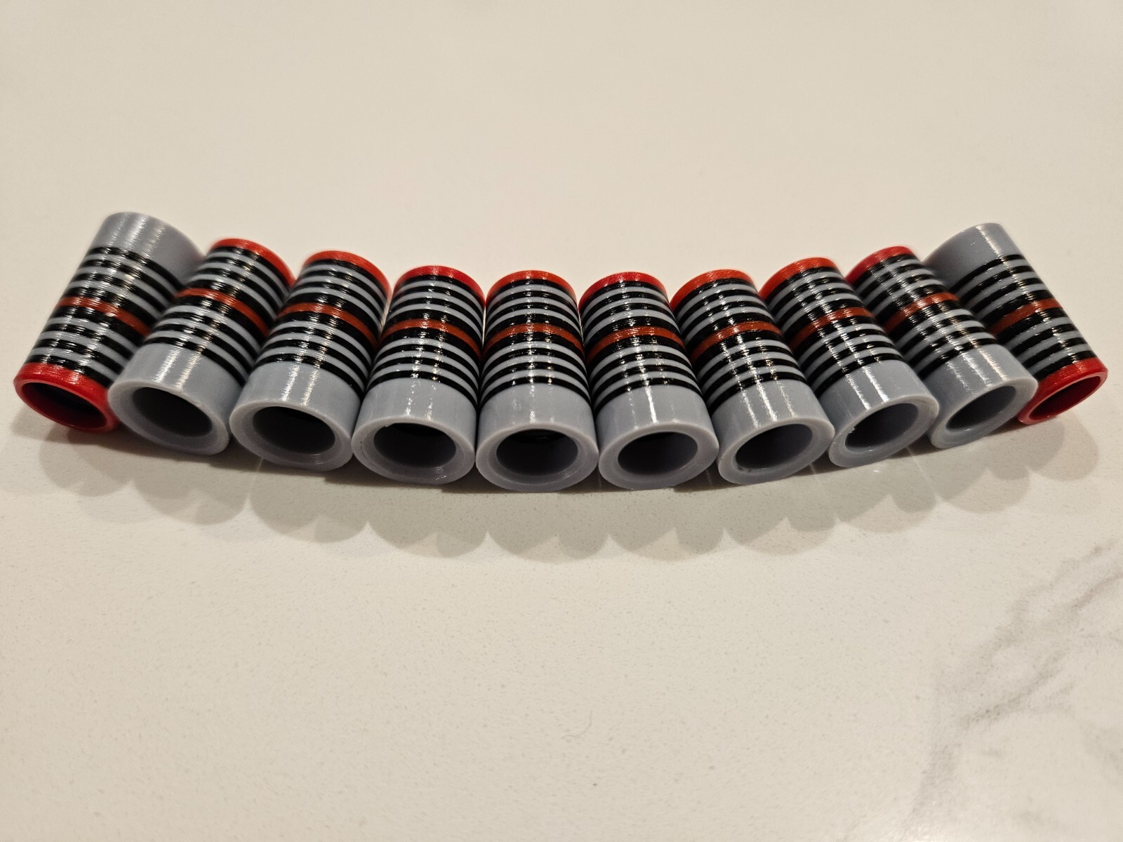 (10) Custom Golf Iron Ferrules Firehouse Gray, Red and Black - Pick Diameter