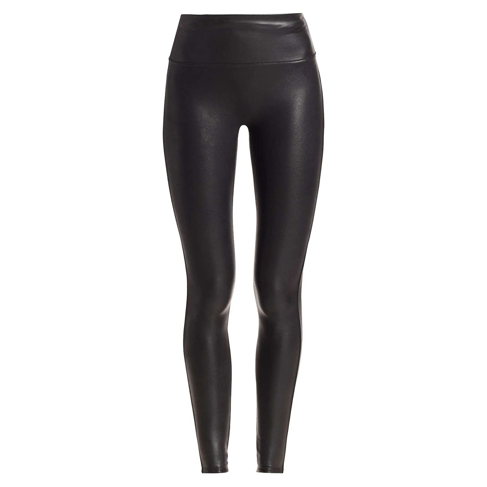 Spanx Faux Leather Leggings Black High Waisted Shaper Pants Large