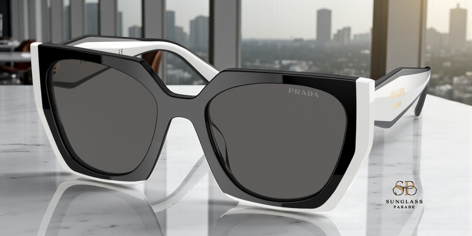 PRADA PR 15WS 09Q5S0 Black Talc Dark Grey 54 mm Women\'s Sunglasses