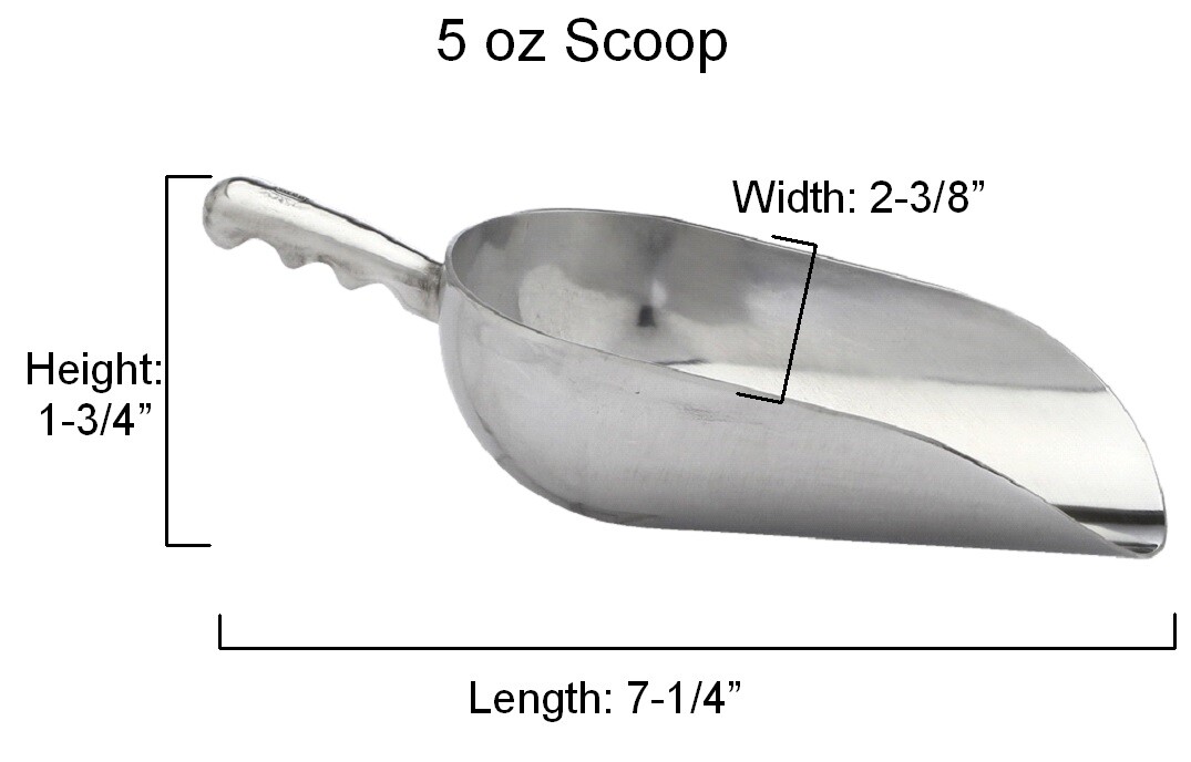 Heavy Duty Cast Aluminum Metal Scoops - Ice Candy Buffet Kitchen Bin - 6 Sizes