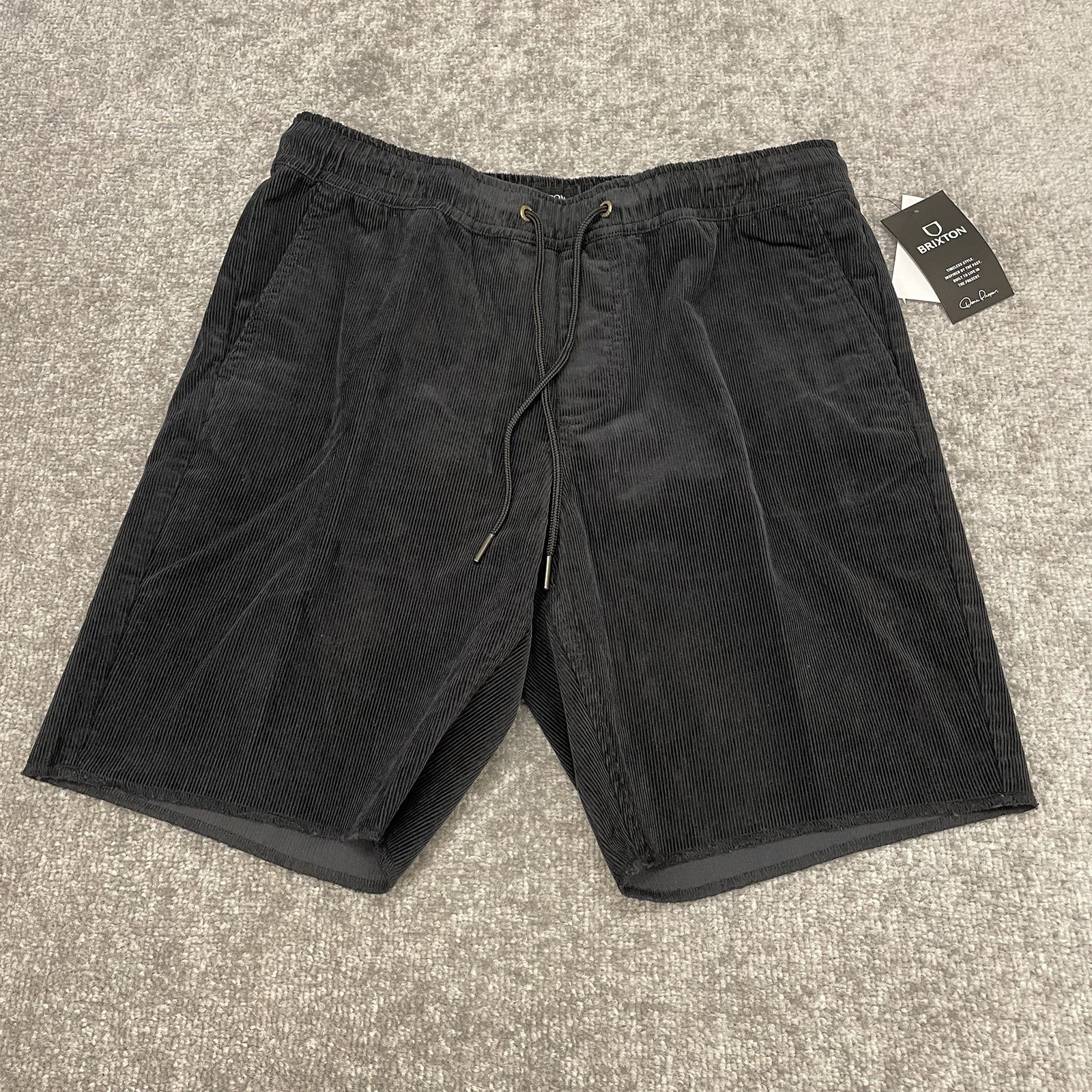 Brixton Shorts Mens Small Black Corduroy Madrid Elastic Waist Relaxed NEW $65 Brixton Shorts Mens Small Black Corduroy Madrid Elastic Waist Relaxed NEW $65