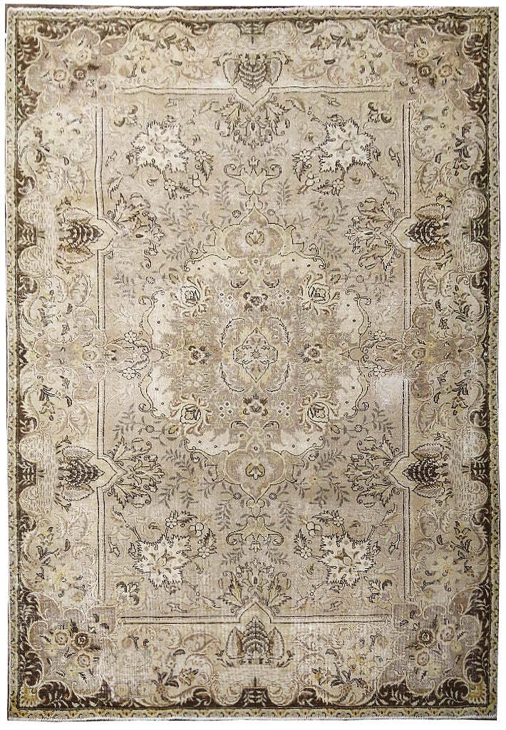7x10\' Vintage Turkish Rug  GRAY KHAKI F-5586