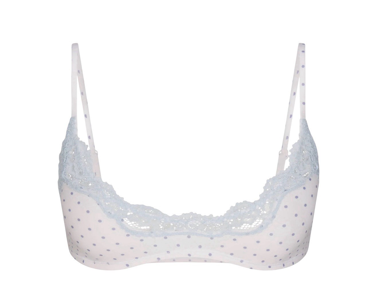 Skims Fits Everybody Lace Scoop Bralette - New - Slate Pin Dot Print - Large
