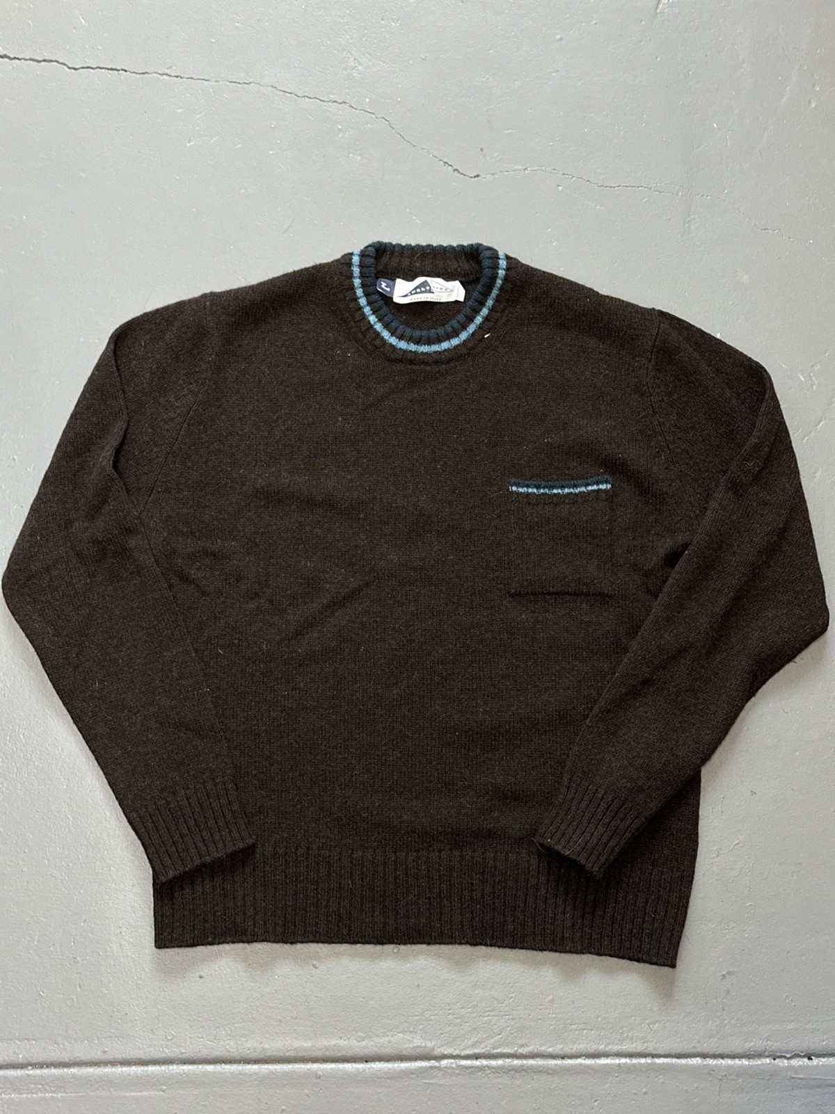 Anglozine Shetland Wool Sweater Vintage Made in Italy Pocket Sweater Mens Large