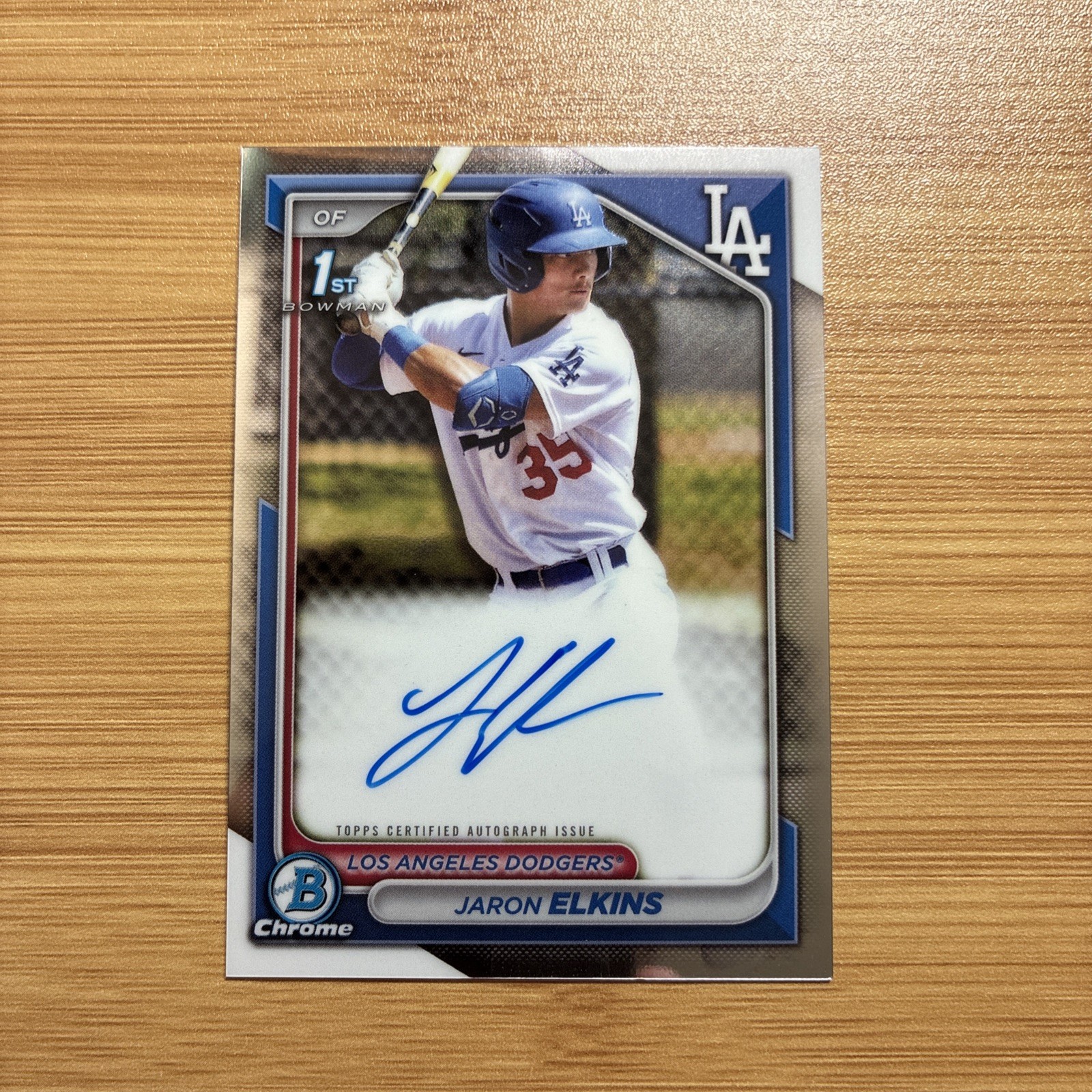 Jaron Elkins 2024 Bowman Chrome Auto #CPA-JE 1st Prospect Los Angeles Dodgers