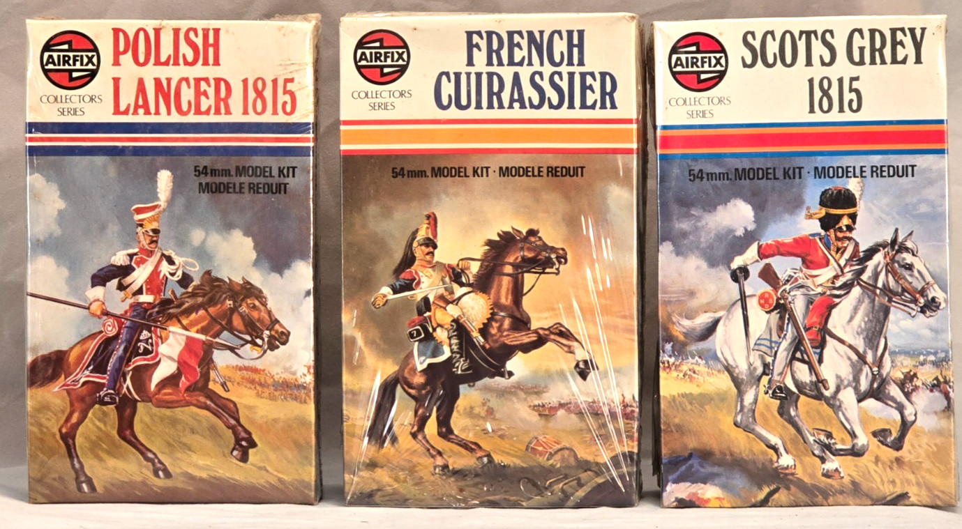 Airfix 54mm models Pol. Lancer, Scots Grey, Fr. Cuirassier, SEALED OB