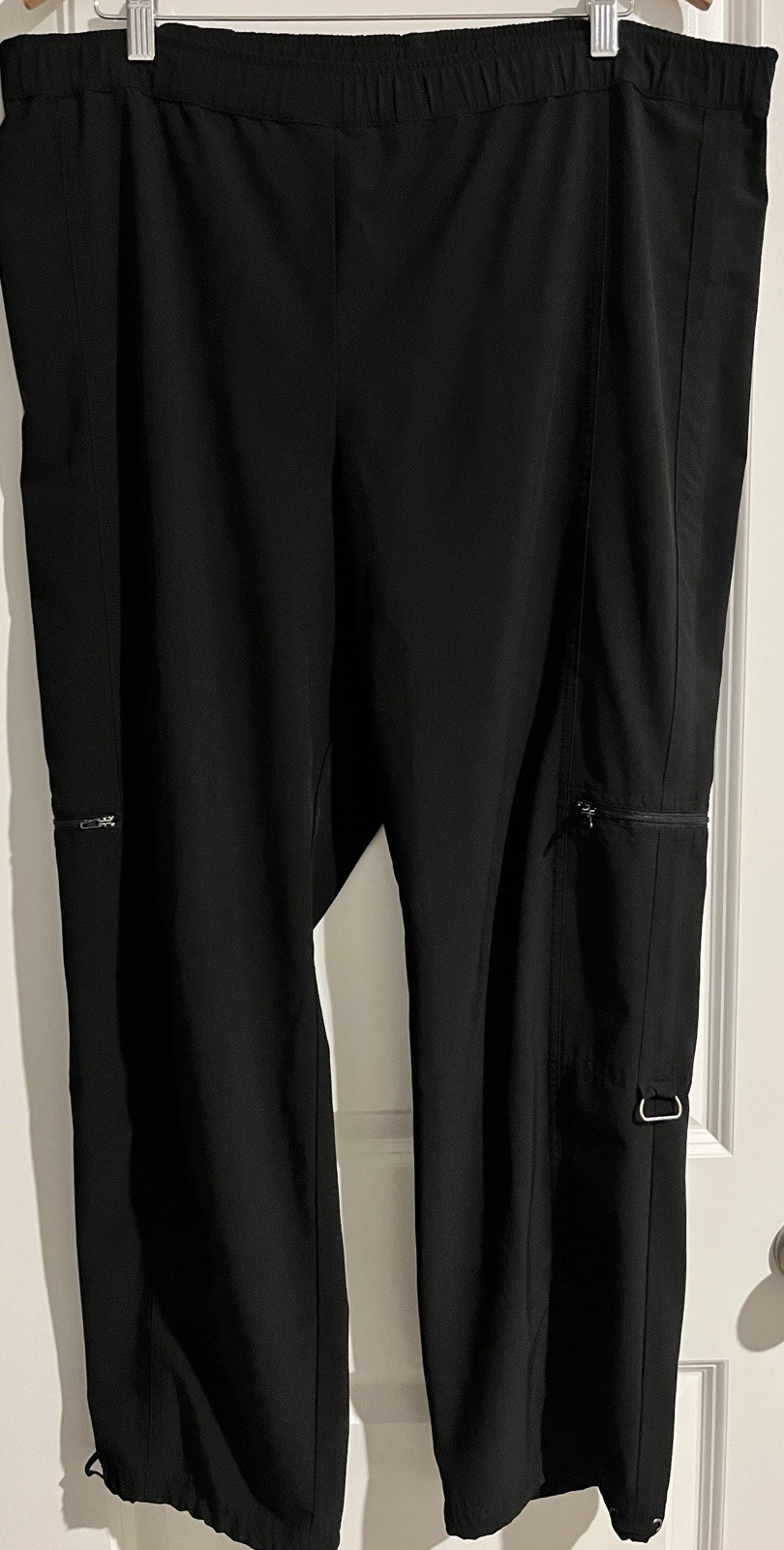 Zenergy By Chico’s Neema Cargo Parachute Pants Black Elastic Waist Athleisure XL
