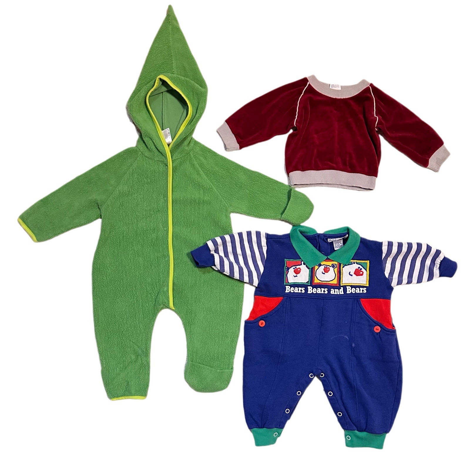 Baby Boy 12 Month Vintage Clothing Lot Zutano Baby Fair Doe Spun Green Red Blue