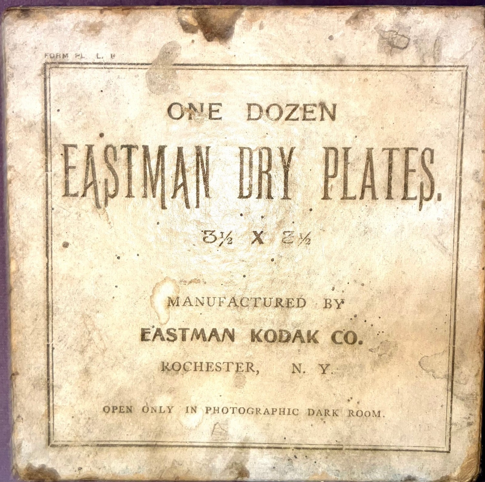 Antique Eastman Kodak Glass Dry Plates 3½×5½ – 5 Plates – Original Box – c.1900