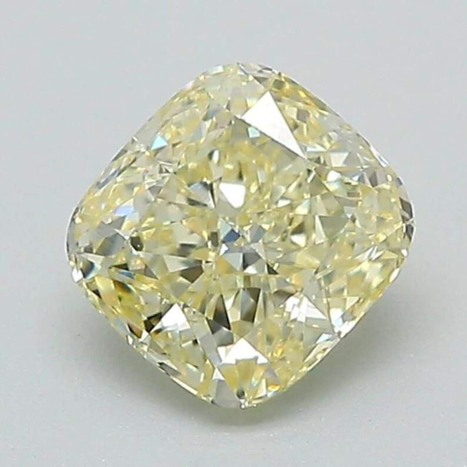 Natural Vivid Yellow 'D' Color 3 Ct VVS1 Unheated Loose Diamond Cushion Cut