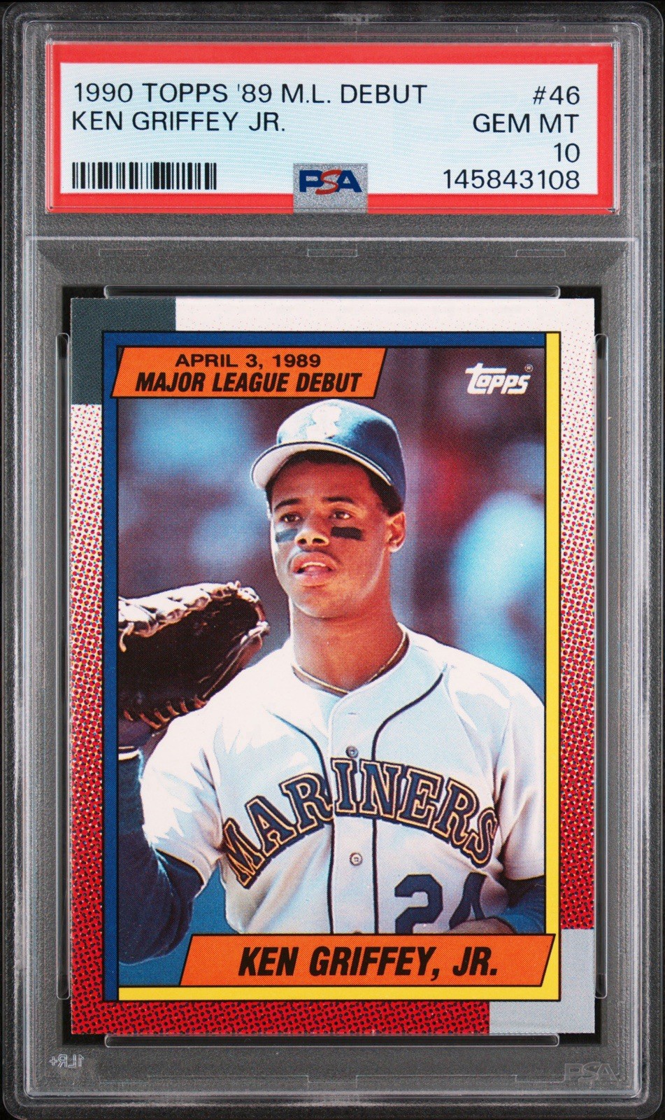 1990 Topps ‘89 M.L. Debut Ken Griffey Jr #46 PSA 10 GEM MT Seattle Mariners