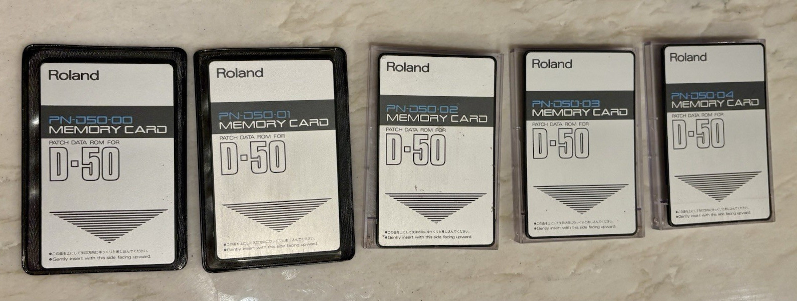 Roland PN-D50 Complete ROM Card Set (00-04) for D-50 / D-550 - Rare Factory Set Roland PN-D50 Complete ROM Card Set (00-04) for D-50 / D-550 - Rare Factory Set