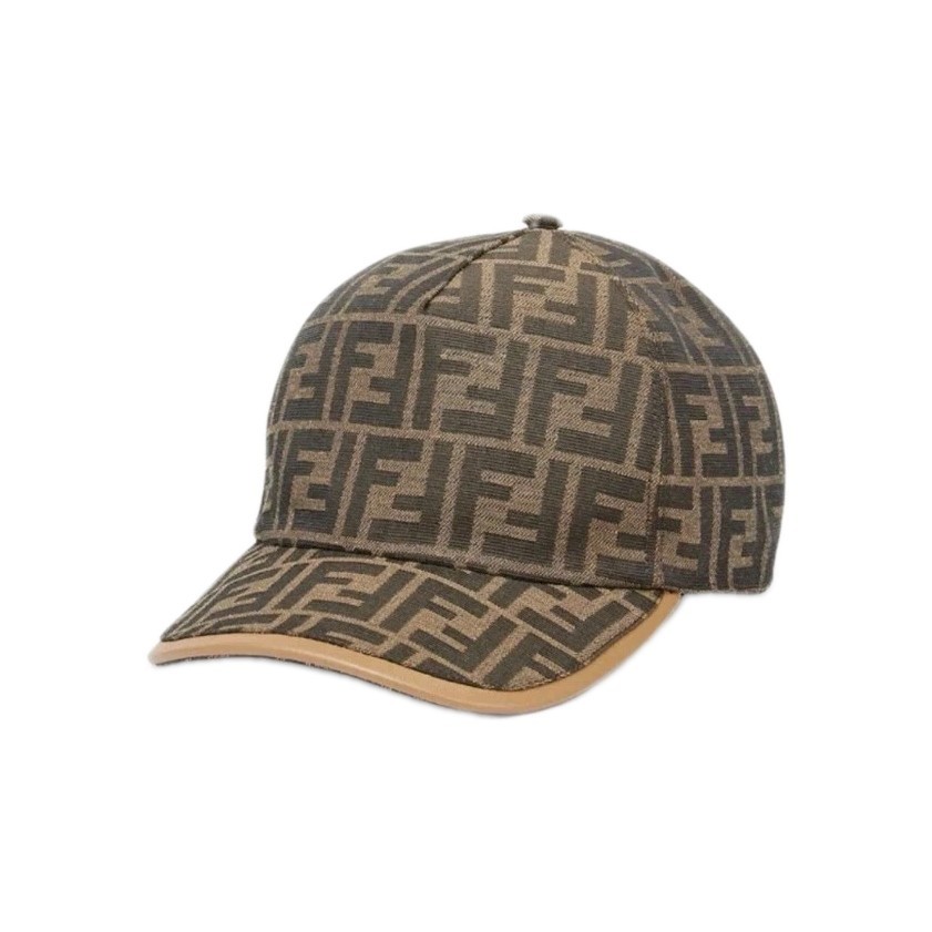 Fendi Monogram Logo Canvas / Leather Baseball Trucker Cap Hat Brown Size M