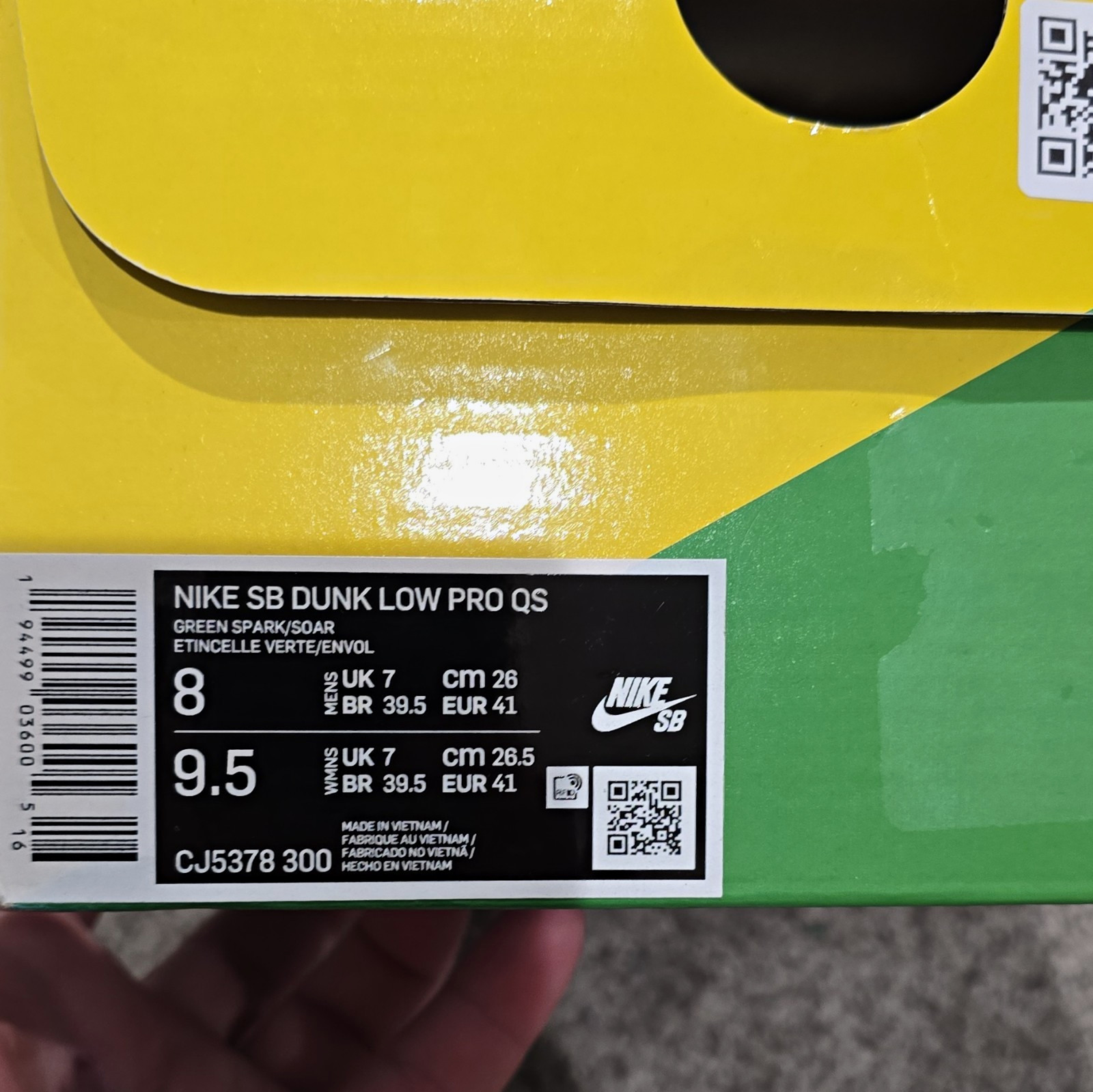 Nike SB Dunk Low Pro QS Green Skateboarding Shoes Men\'s US 8