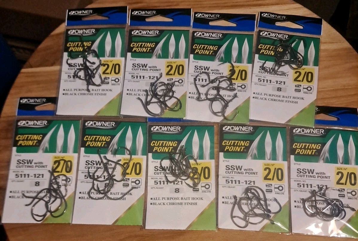 5111-121 Owner Size 2/0 SSW Cutting Point Fishing Hooks Qty 8 X 9 Packs