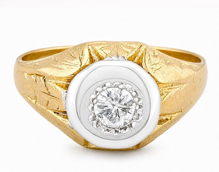 GENUINE 0.38 Cts DIAMOND MEN\'S SOLITAIRE RING 14K GOLD - NEW WITH TAG