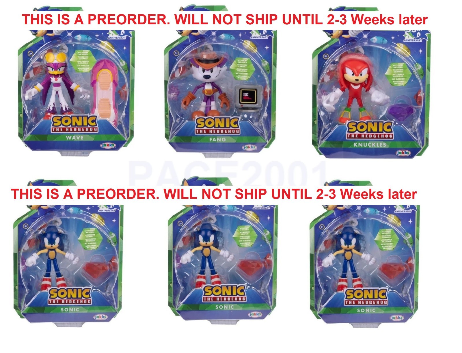 PREORDER Jakks 4 Inch Sonic Figures Wave 26 Case of 6 (Wave Swallow, Fang, Sonic