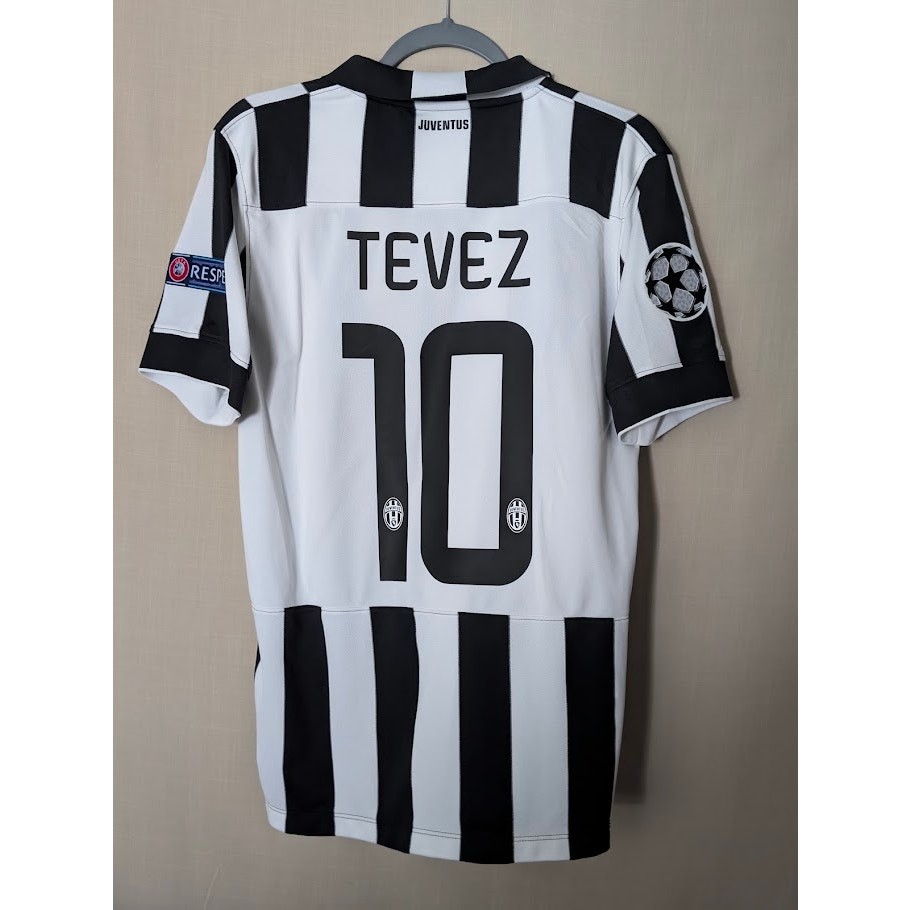 Juventus 2014-15 Home Carlos Tevez Jersey Men\'s Medium UCL Fully Patched