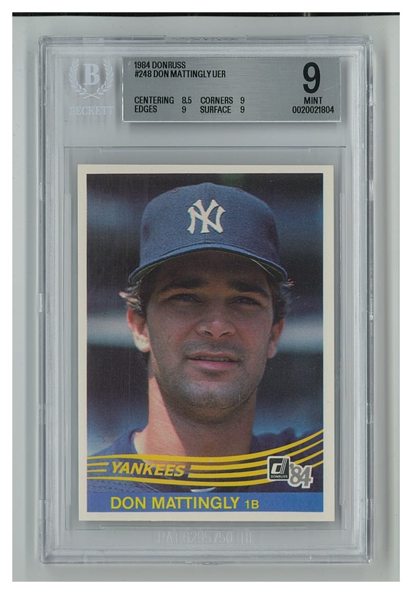 Don Mattingly 1984 Donruss Uncorrected Error Card Beckett Graded MINT 9-Yankees
