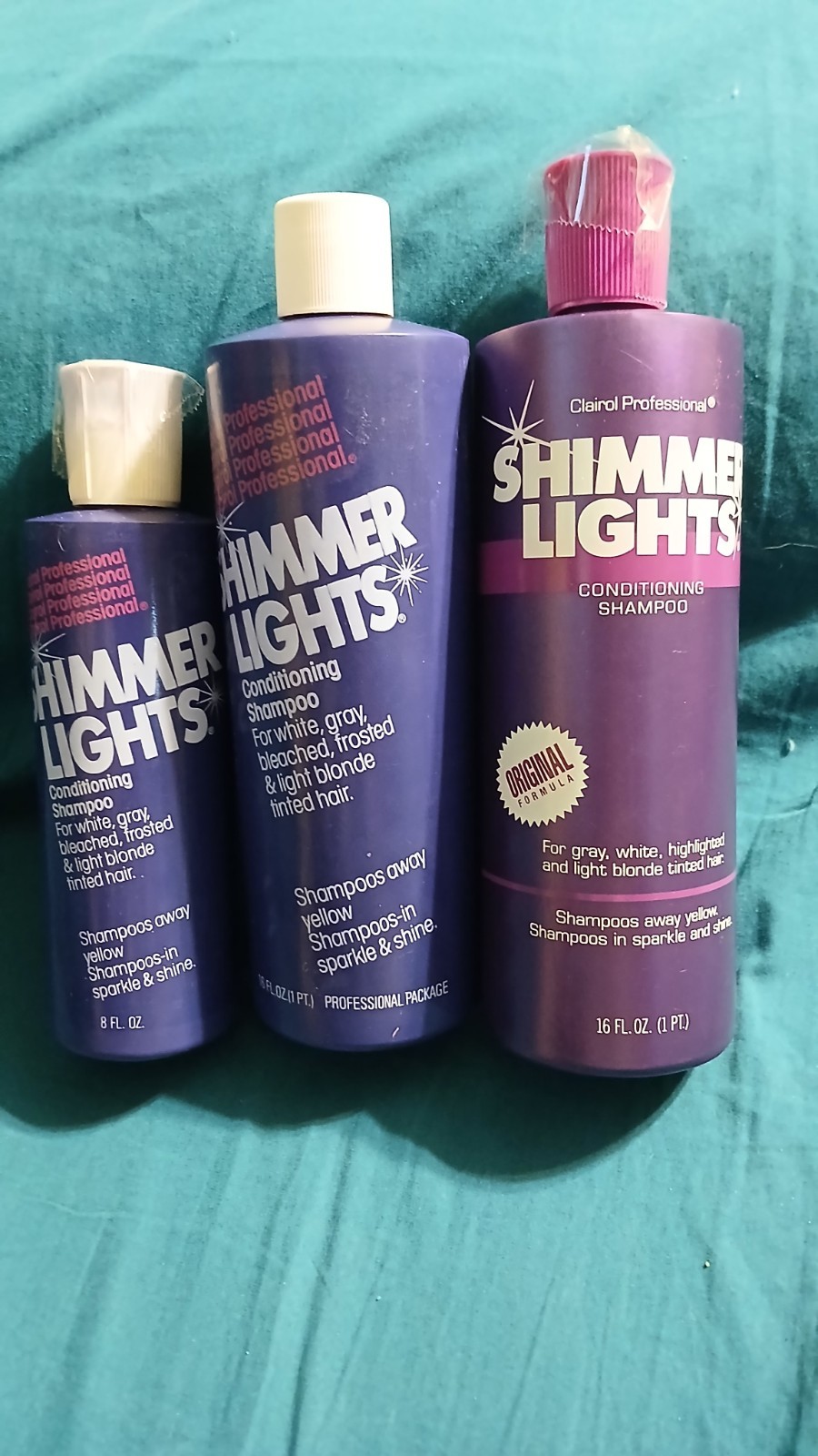 Vintage 1980s Clairol Shimmer Lights Purple Shampoo Lot 3 Bottles Movie Set Prop