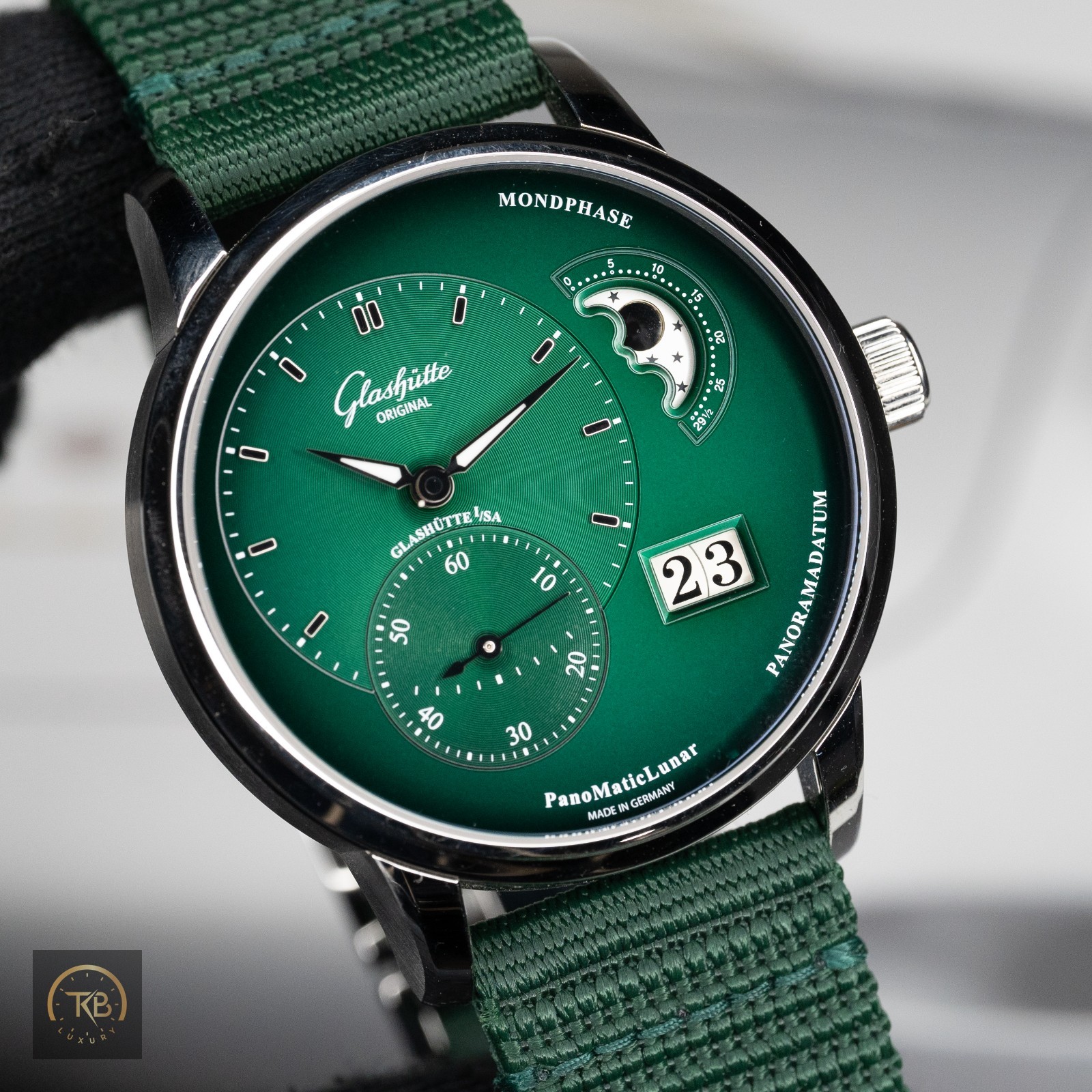 Glashutte Original PanoMaticLunar Green Dial 40mm 2021 Box & Papers