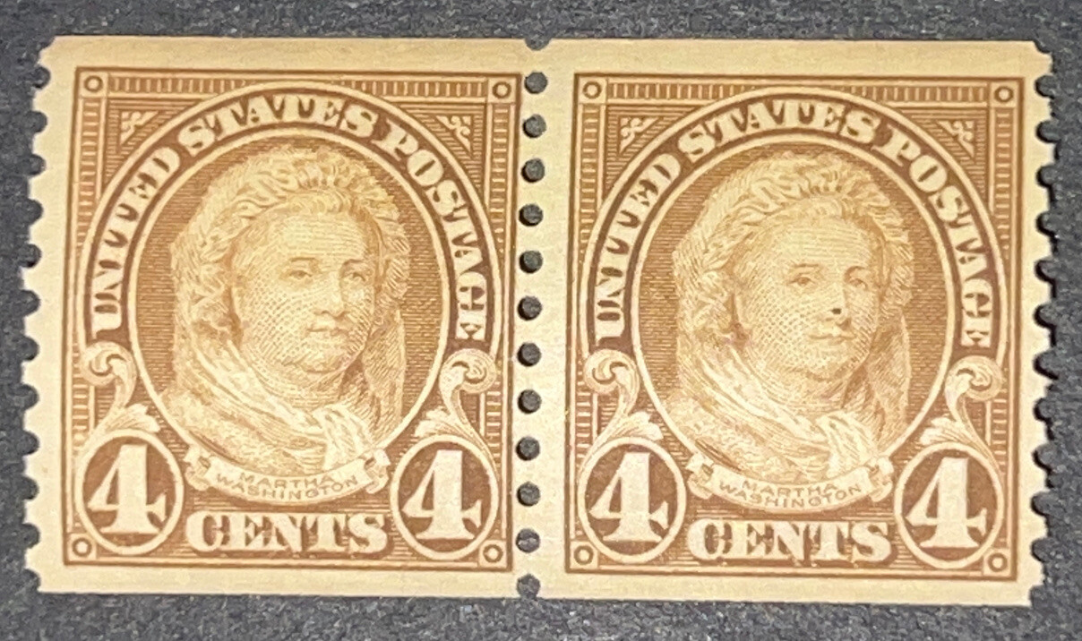 Travelstamps: 1923-1929 US Stamps Sc #601 Martha Washington, Mint, MNHOG 4c Pair