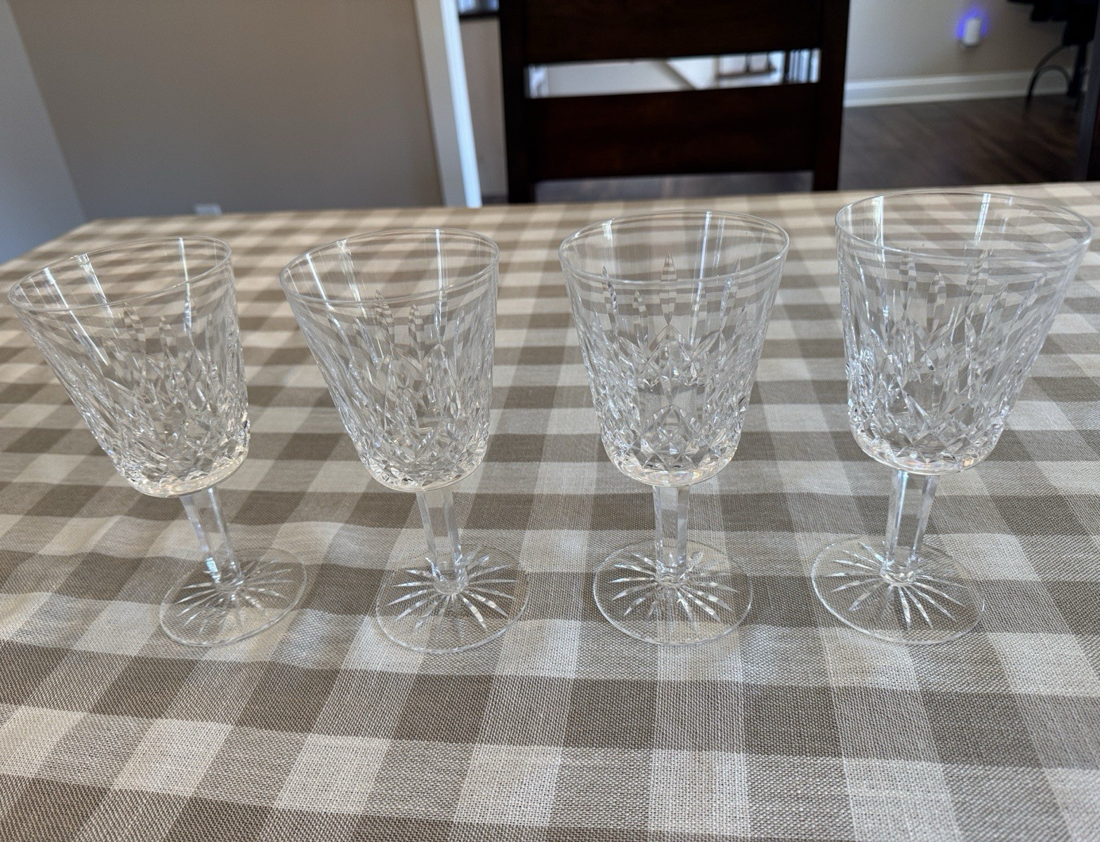 Set of 4 Waterford Crystal Lismore Wine Goblets Round Stemmed Goblets